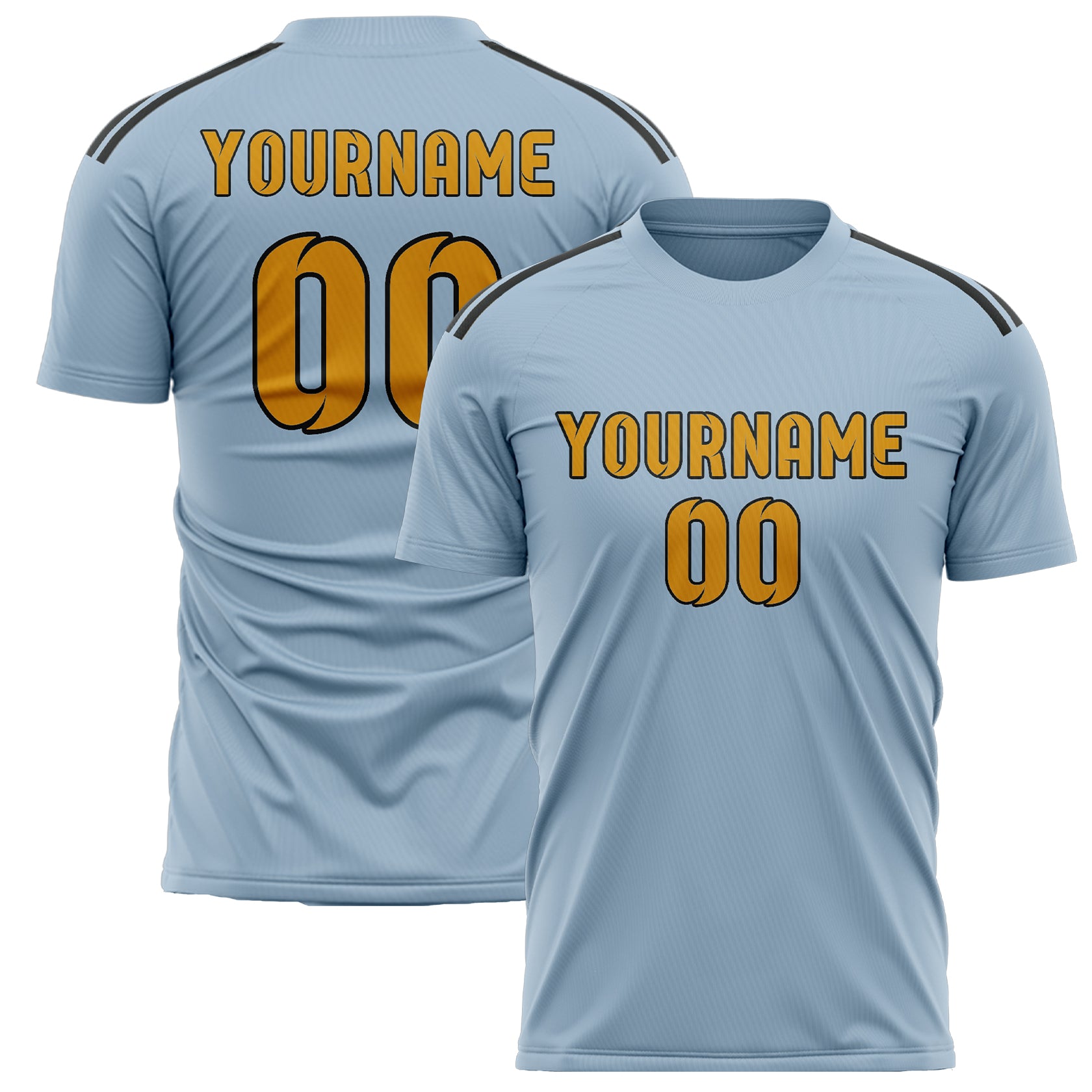 Custom Light Blue Yellow Soccer Jersey