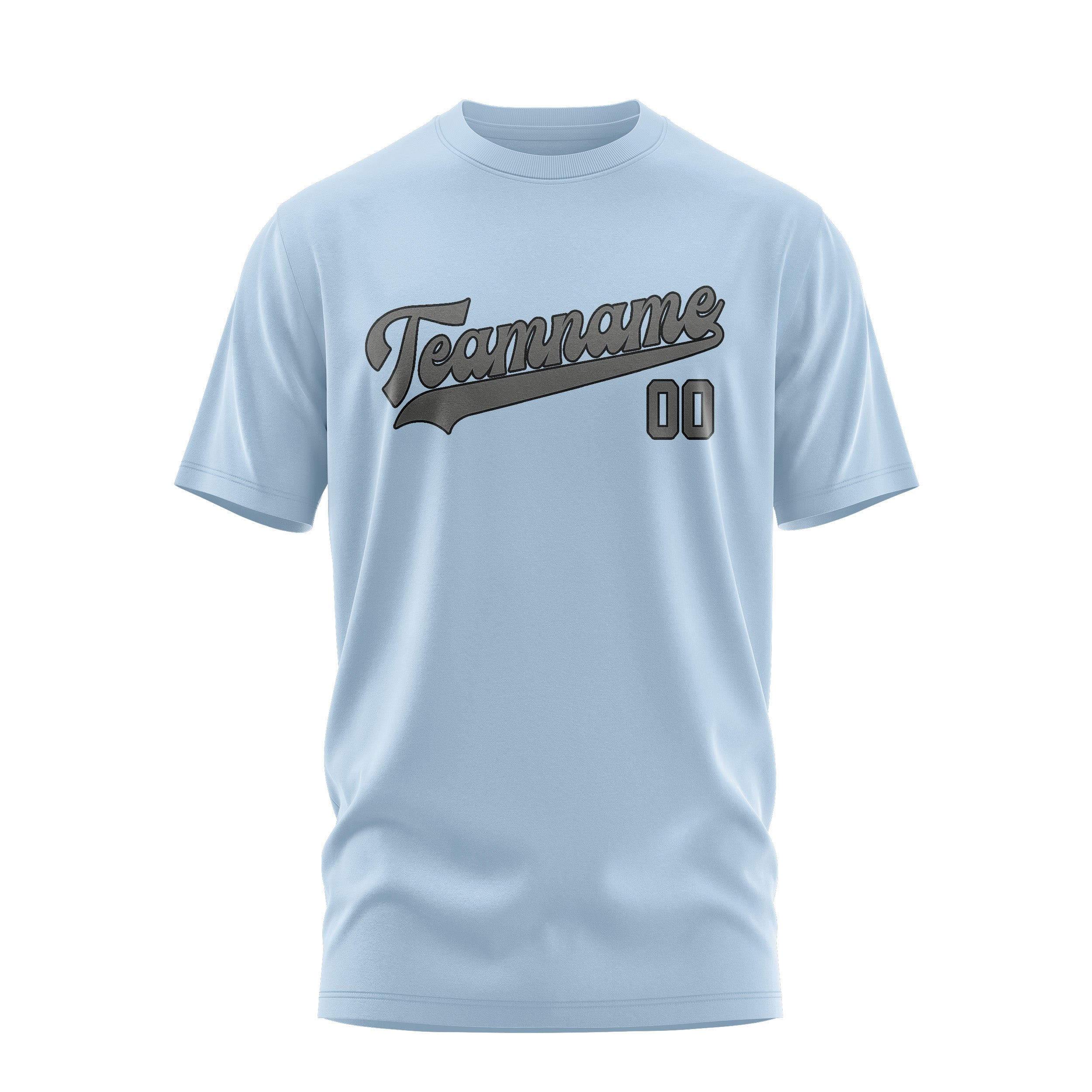 Custom Light Blue Dark Grey T-Shirt