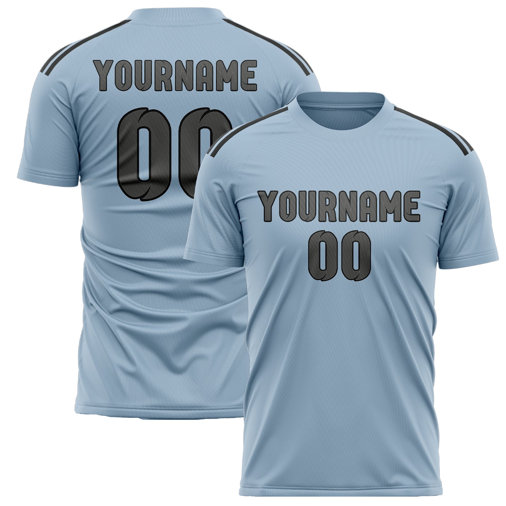 Custom Light Blue Dark Grey Soccer Jersey