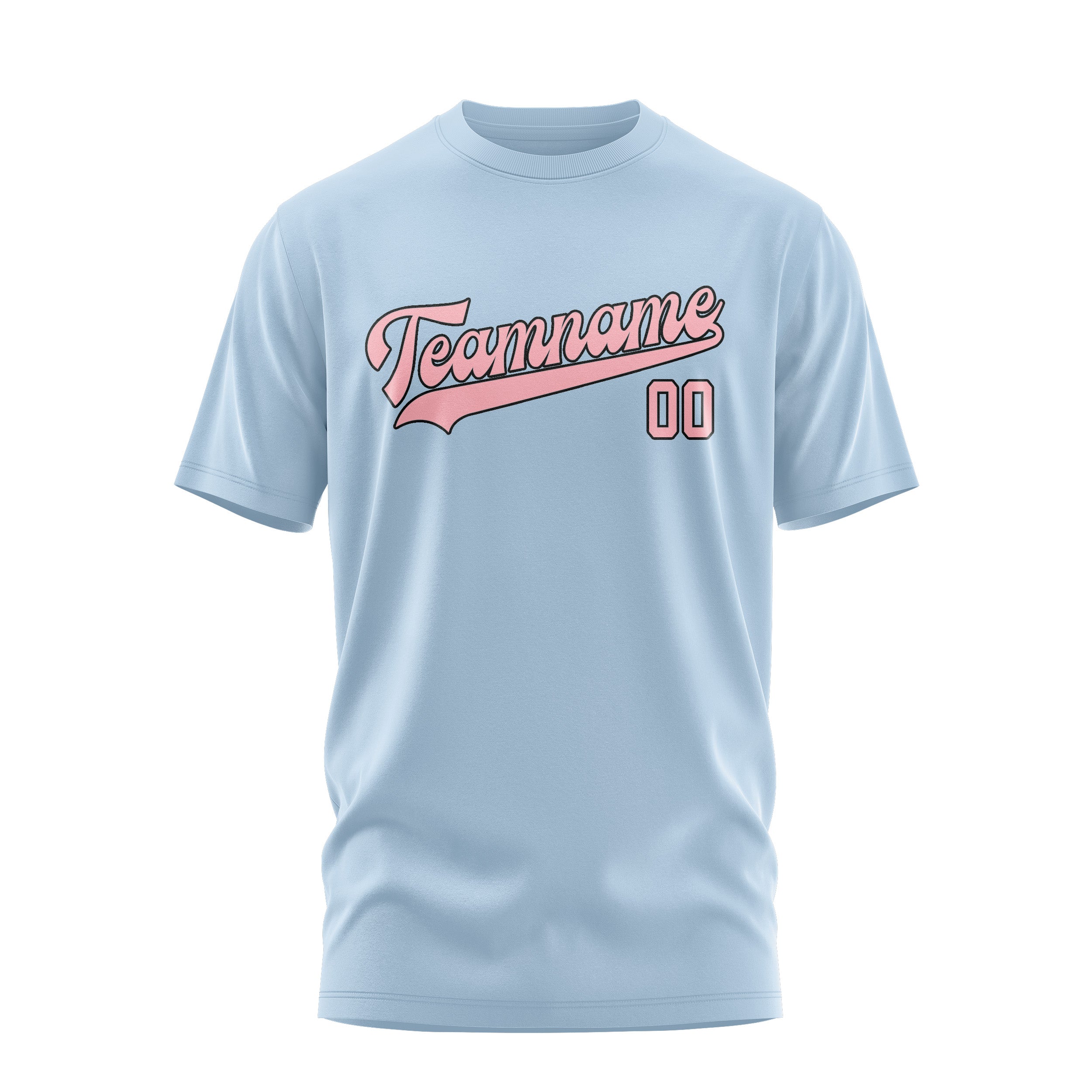 Custom Light Blue Light Pink T-Shirt