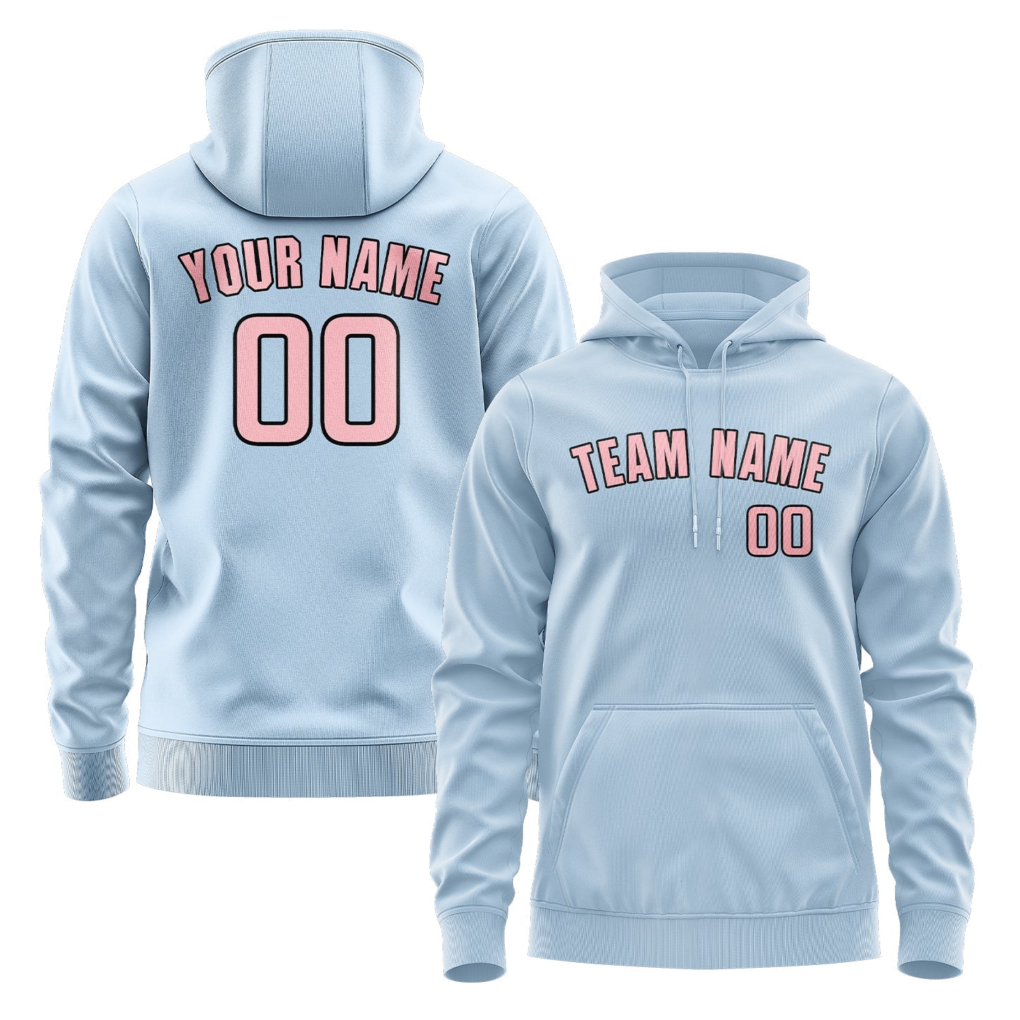Custom Light Blue Light Pink Hoodie