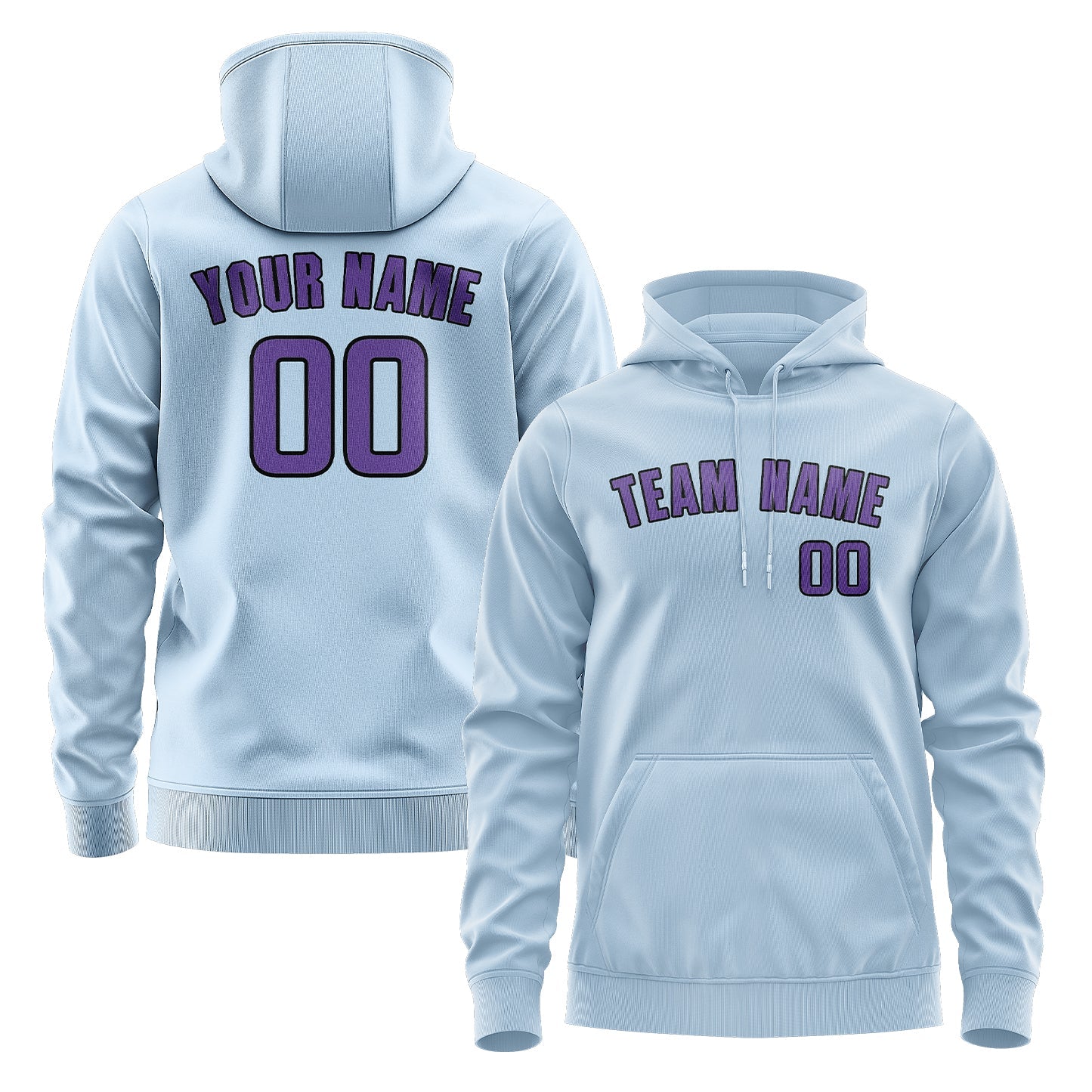 Custom Light Blue Light Purple Hoodie