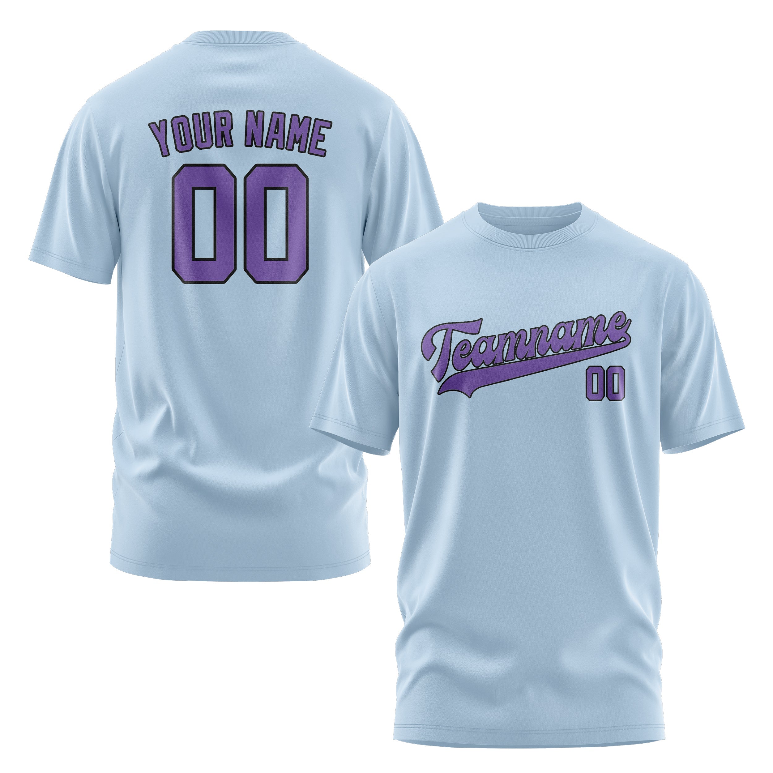 Custom Light Blue Light Purple T-Shirt