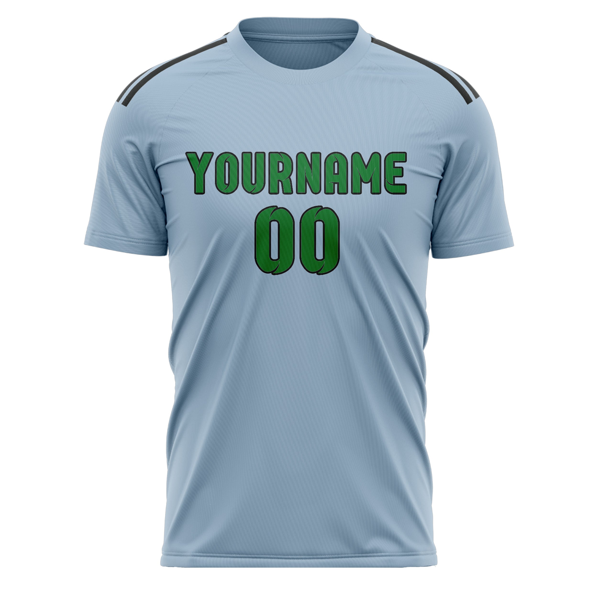Custom Light Blue Emerald Green Soccer Jersey