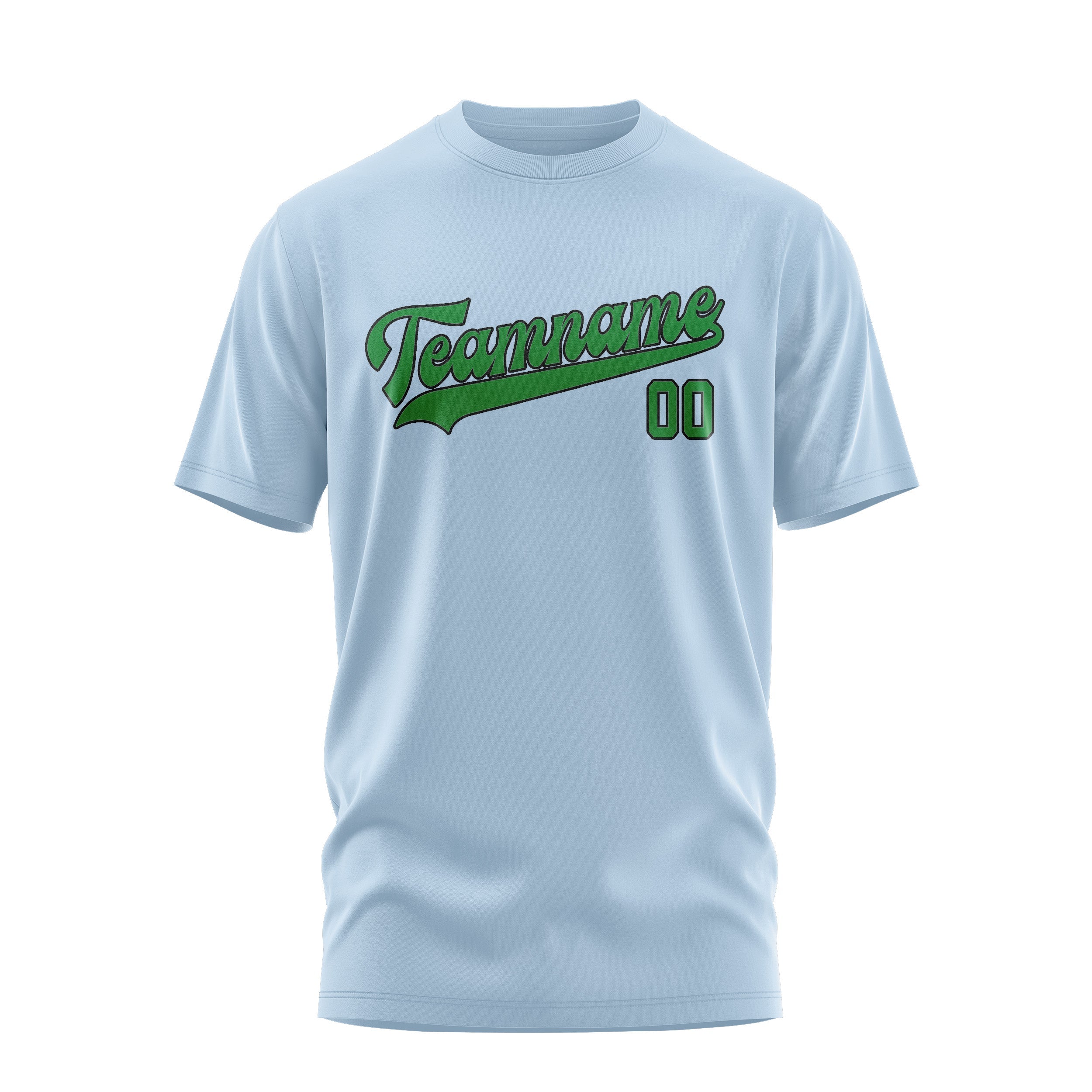 Custom Light Blue Emerald Green T-Shirt