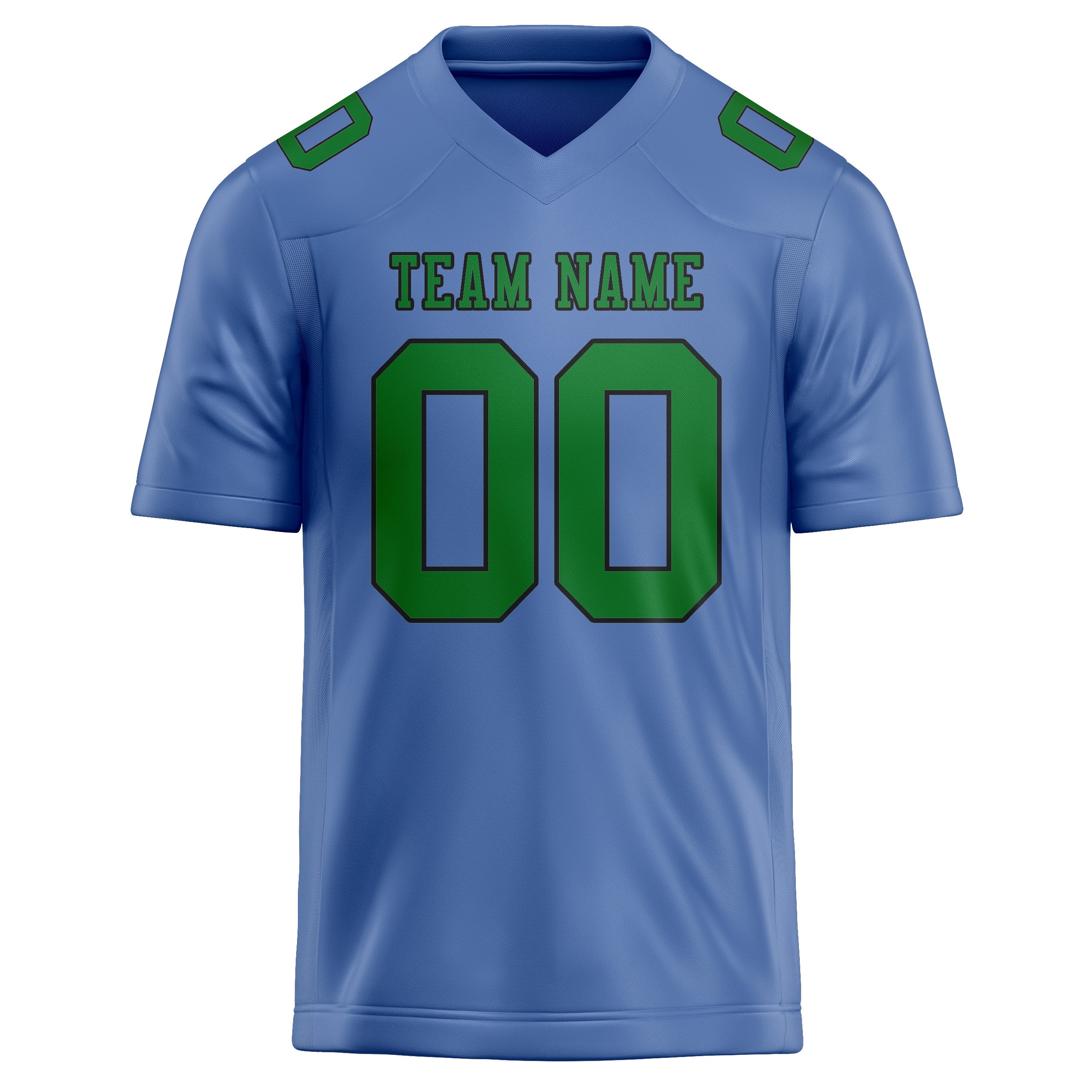 Custom Light Blue Emerald Green Football Jersey