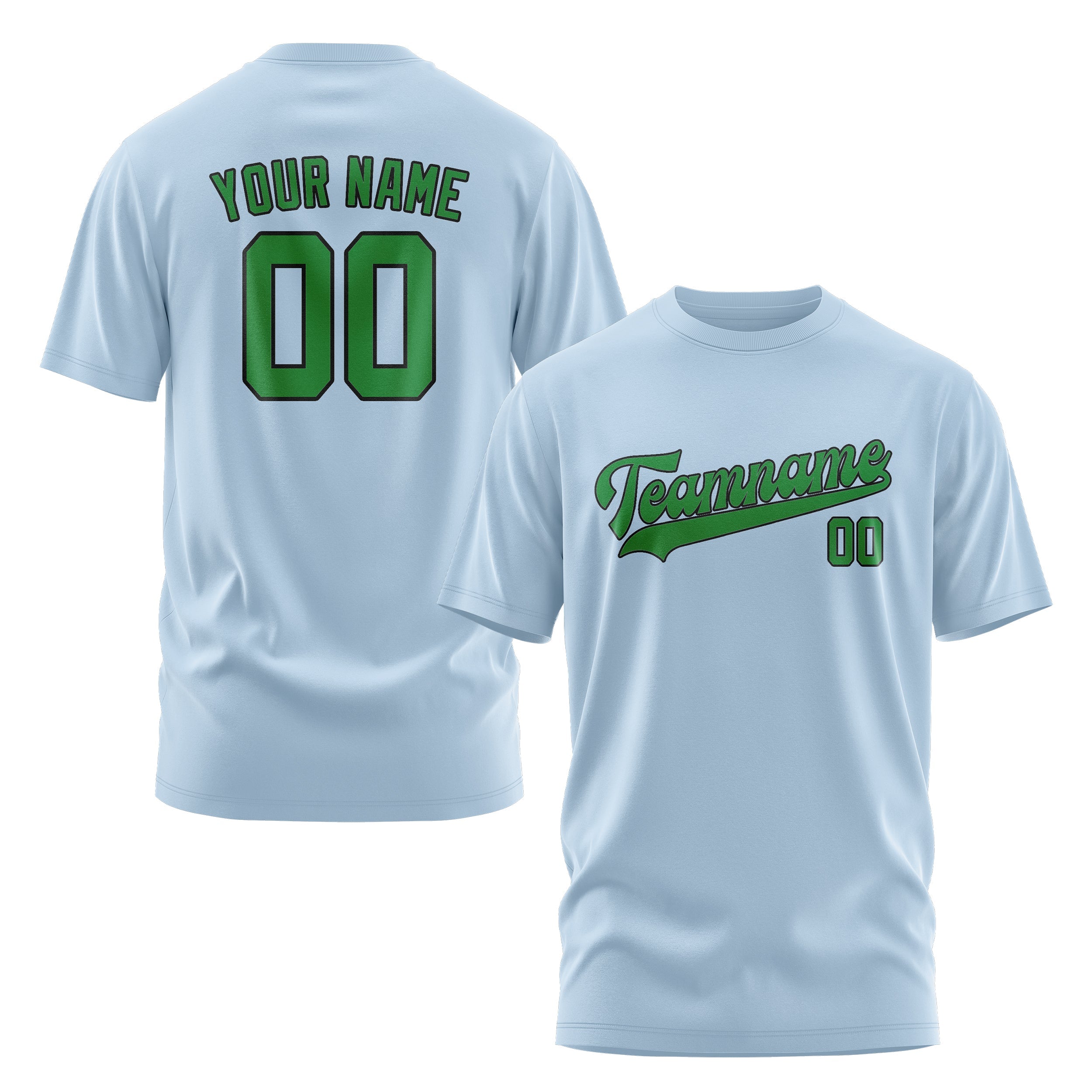 Custom Light Blue Emerald Green T-Shirt