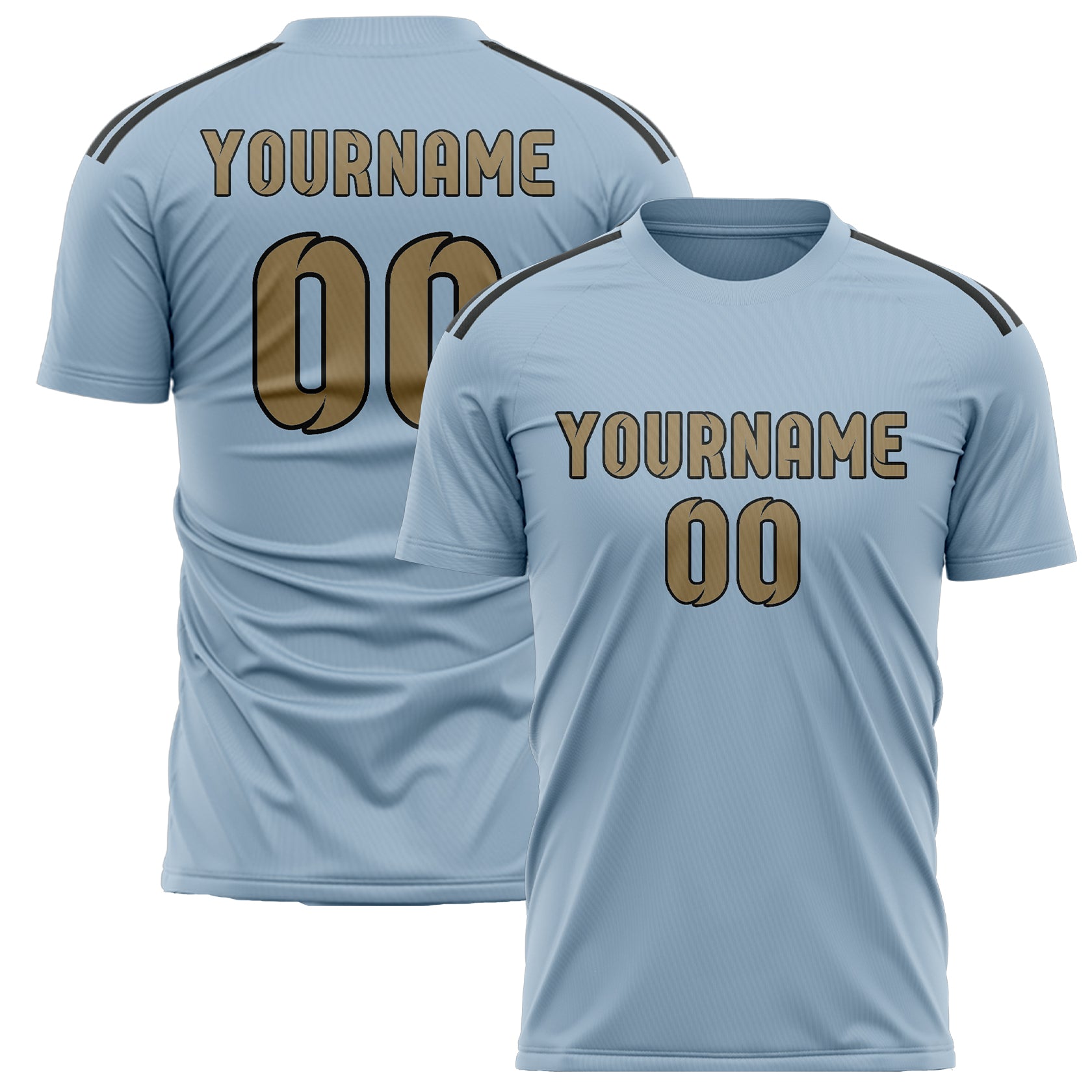 Custom Light Blue Light Khaki Soccer Jersey