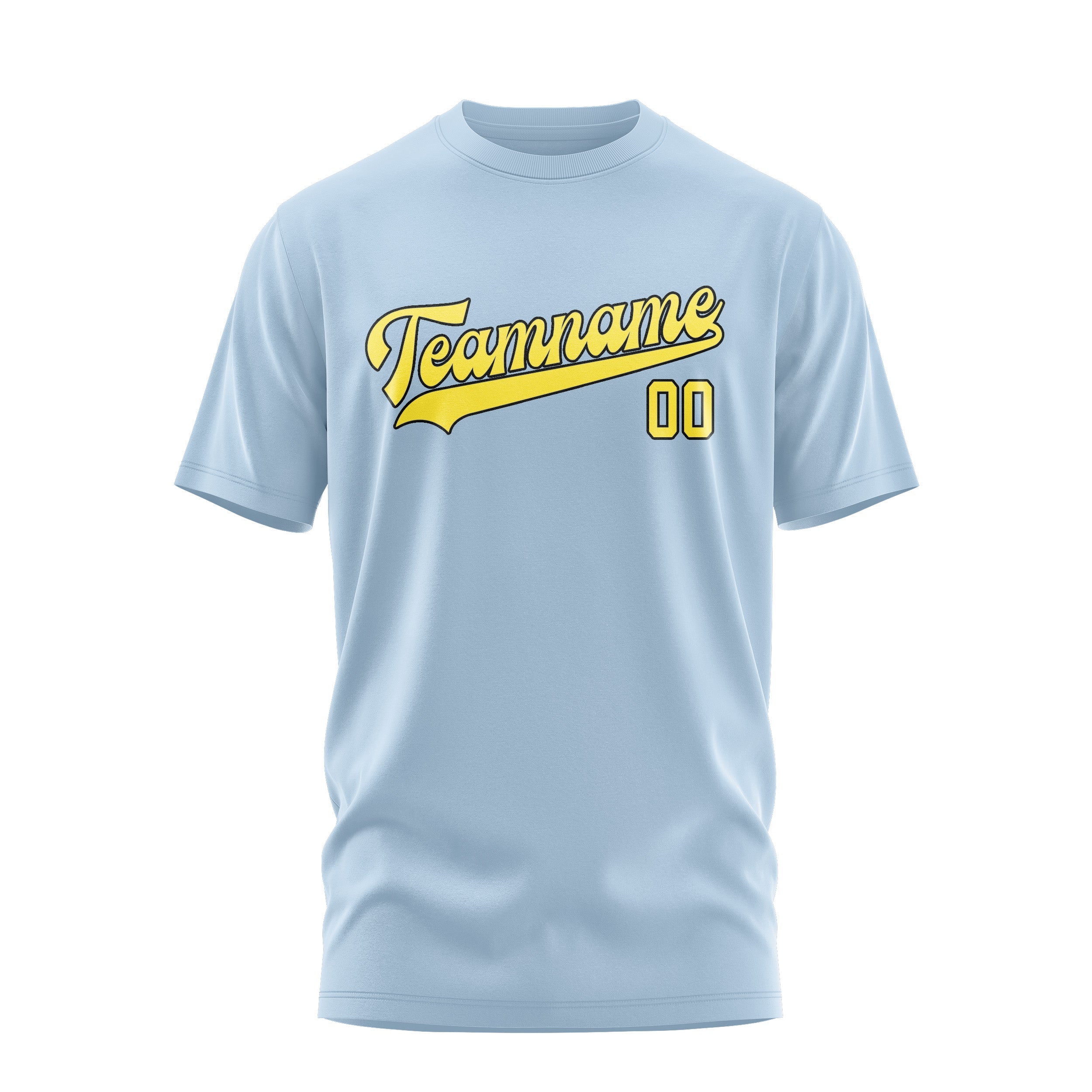 Custom Light Blue Light Yellow T-Shirt