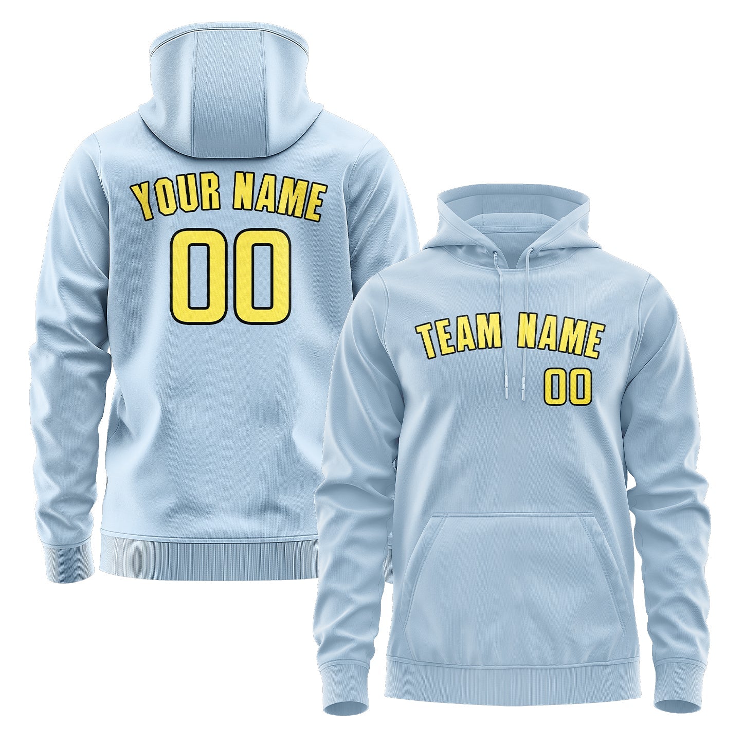 Custom Light Blue Light Yellow Hoodie