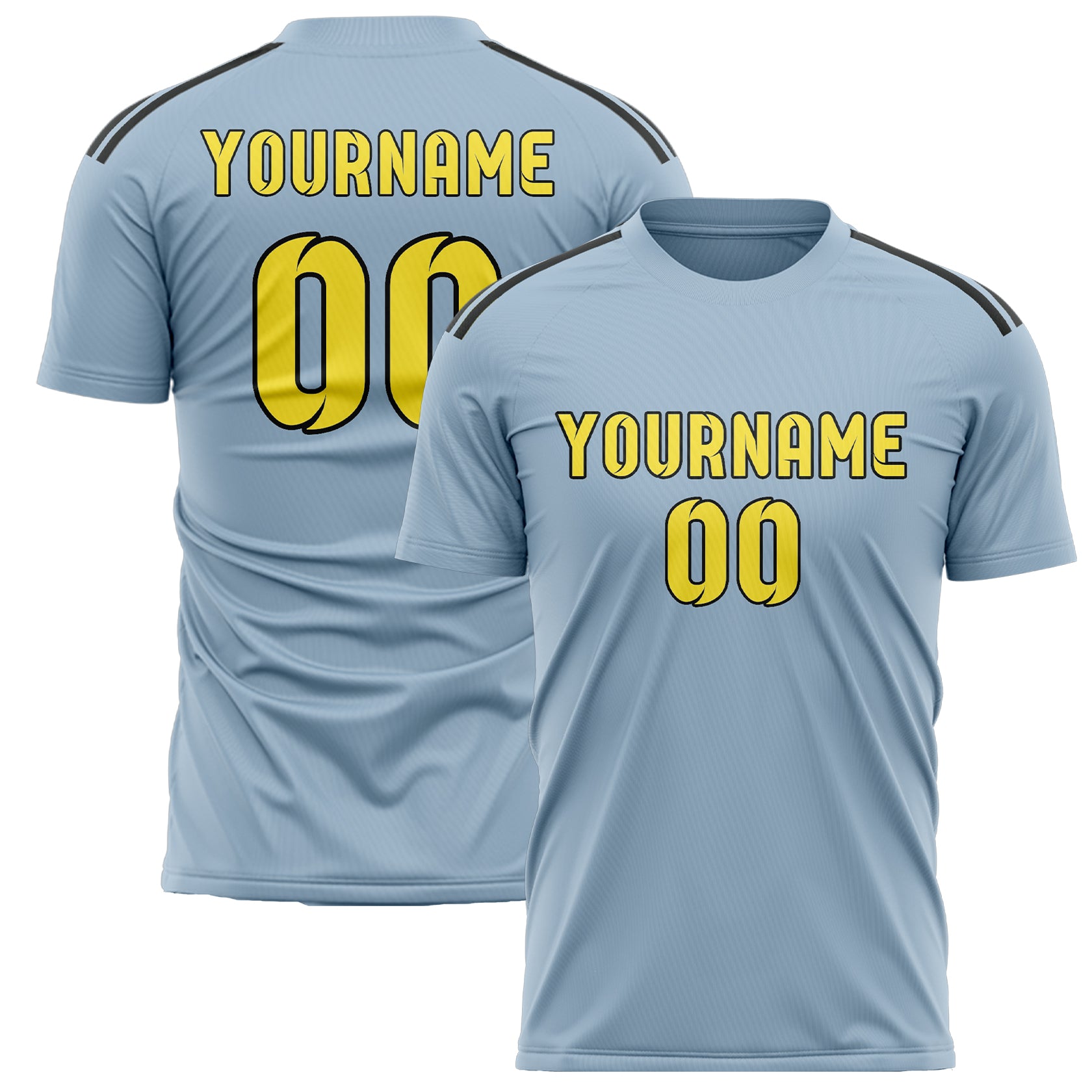 Custom Light Blue Light Yellow Soccer Jersey