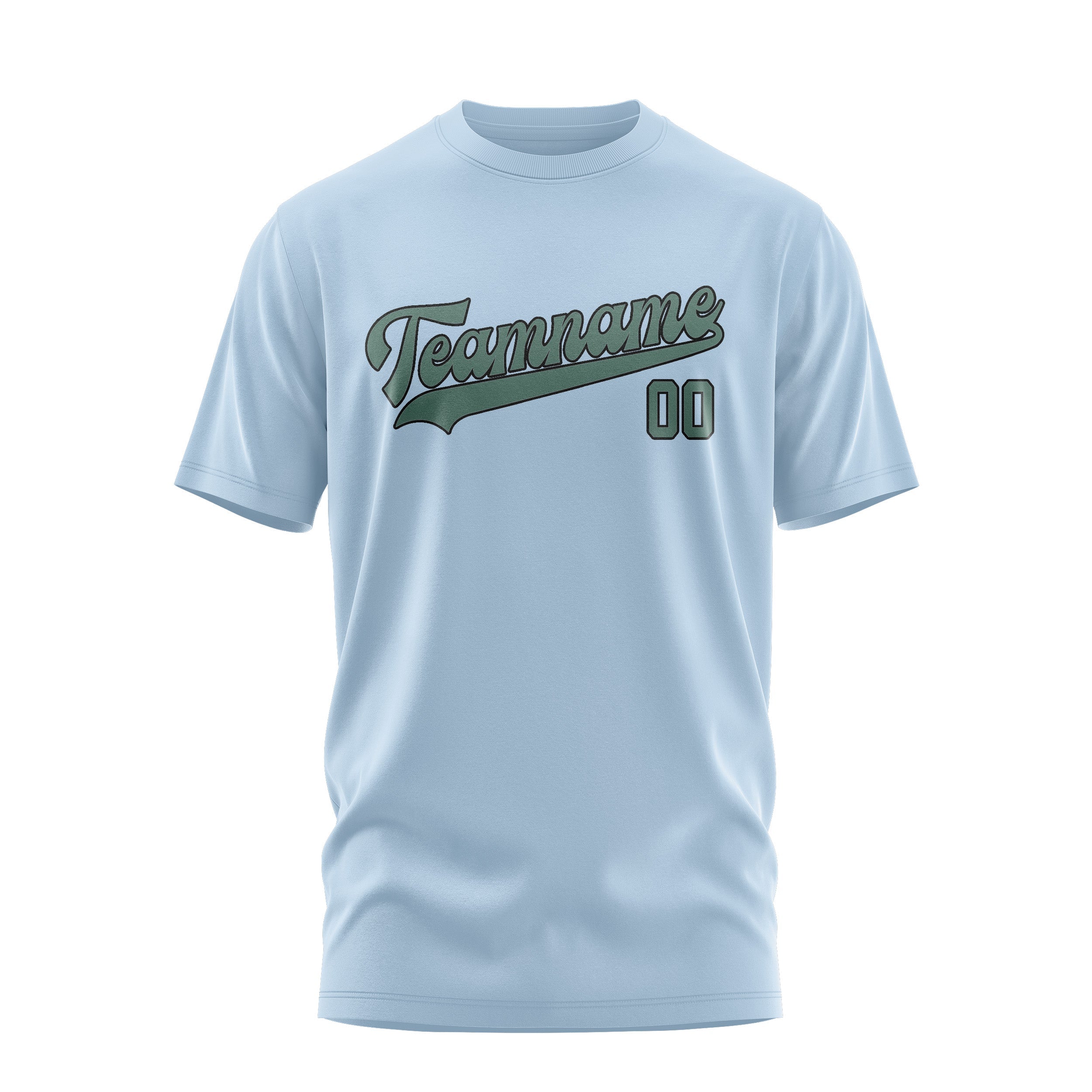 Custom Light Blue Blue Green T-Shirt