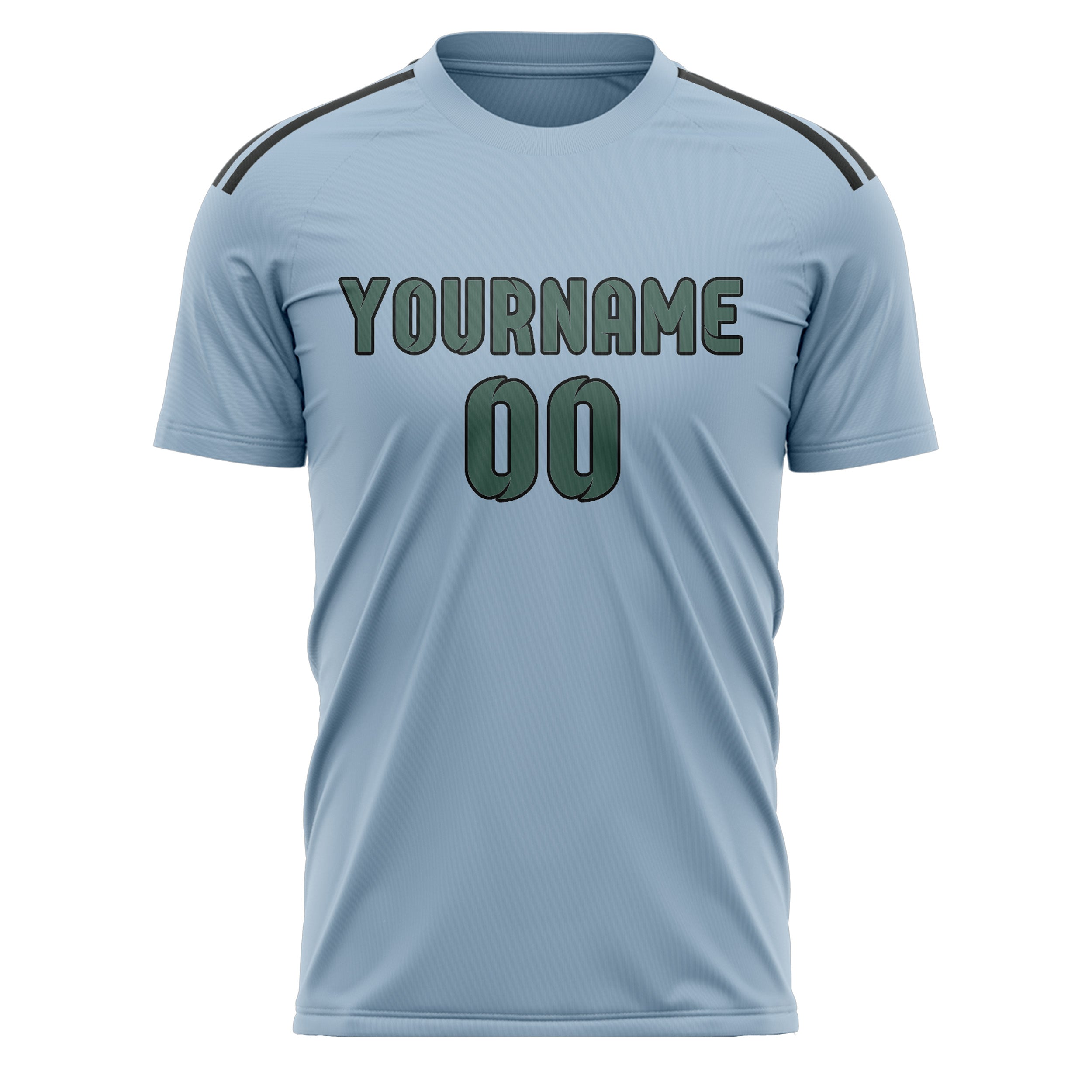Custom Light Blue Blue Green Soccer Jersey