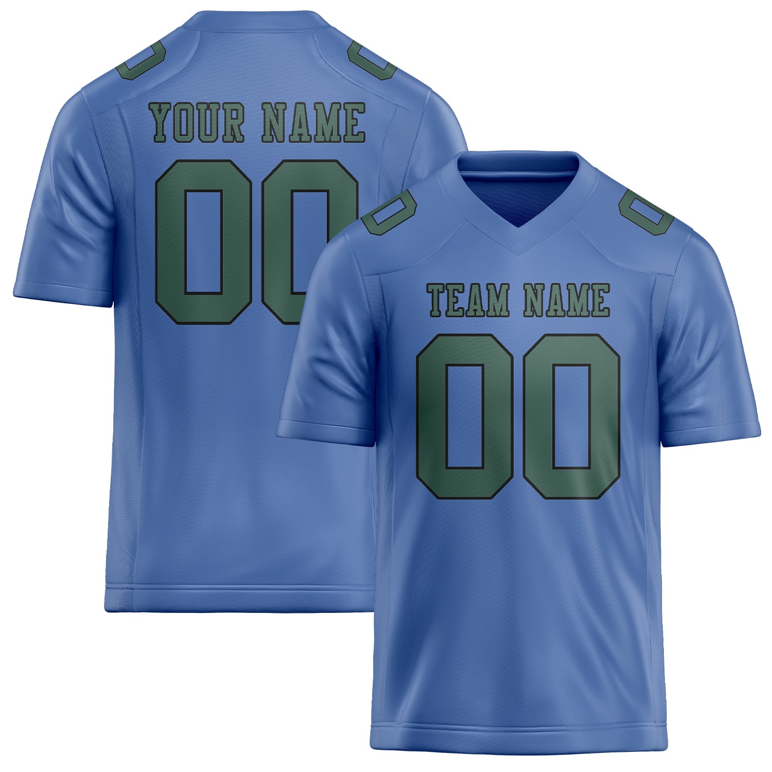 Custom Light Blue Blue Green Football Jersey
