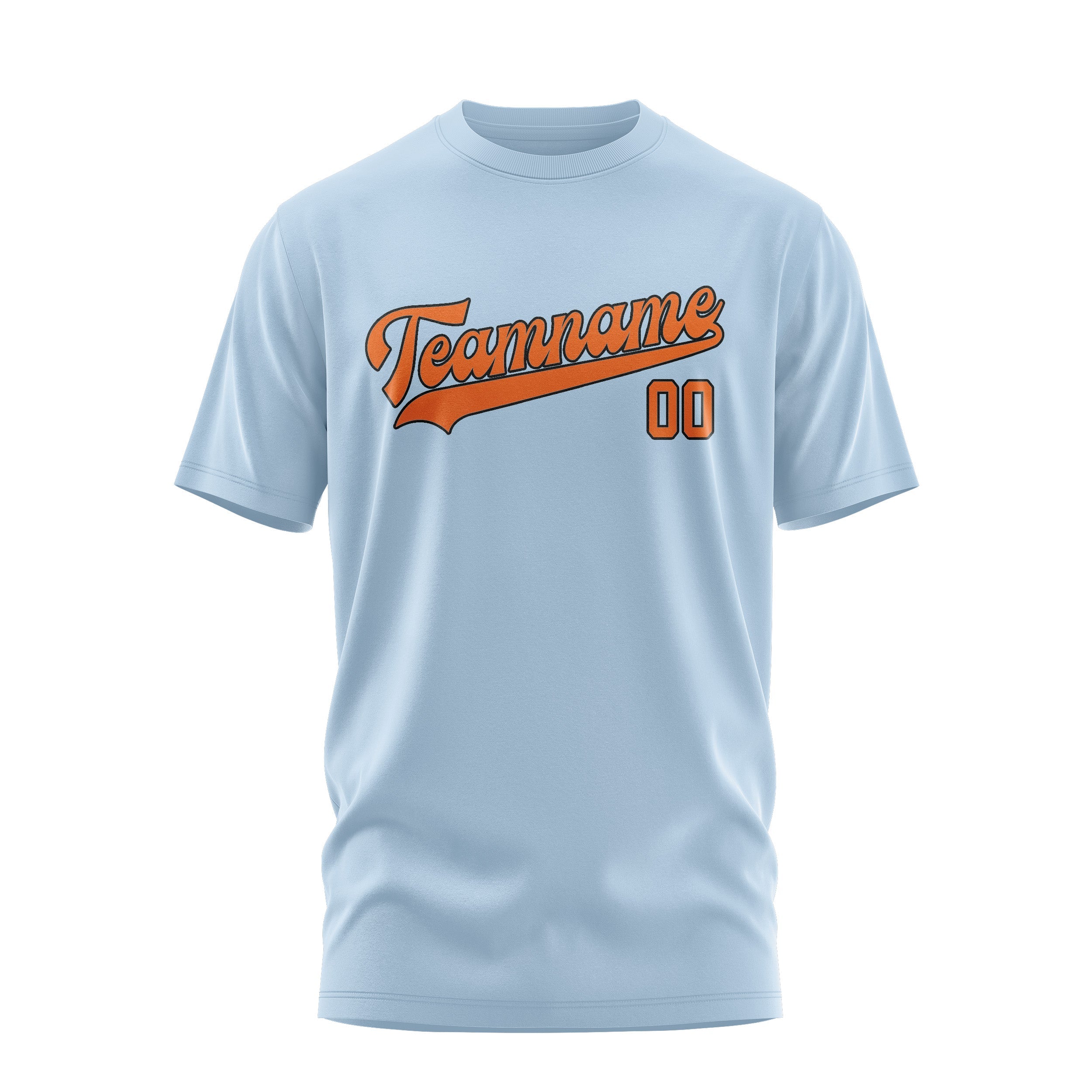 Custom Light Blue Orange T-Shirt