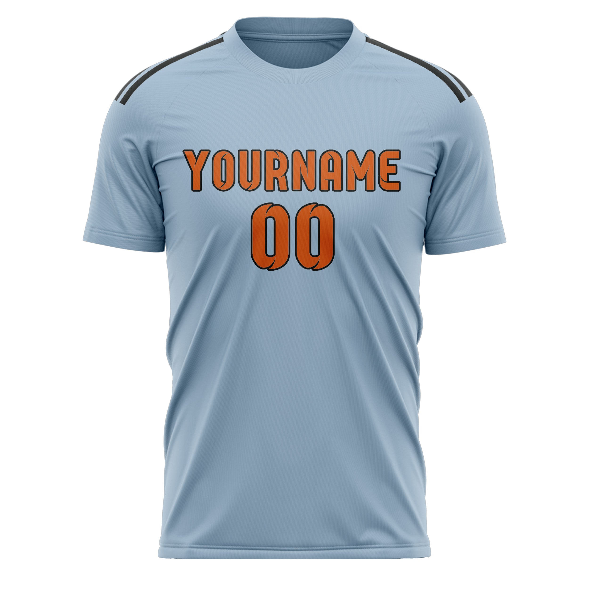 Custom Light Blue Orange Soccer Jersey
