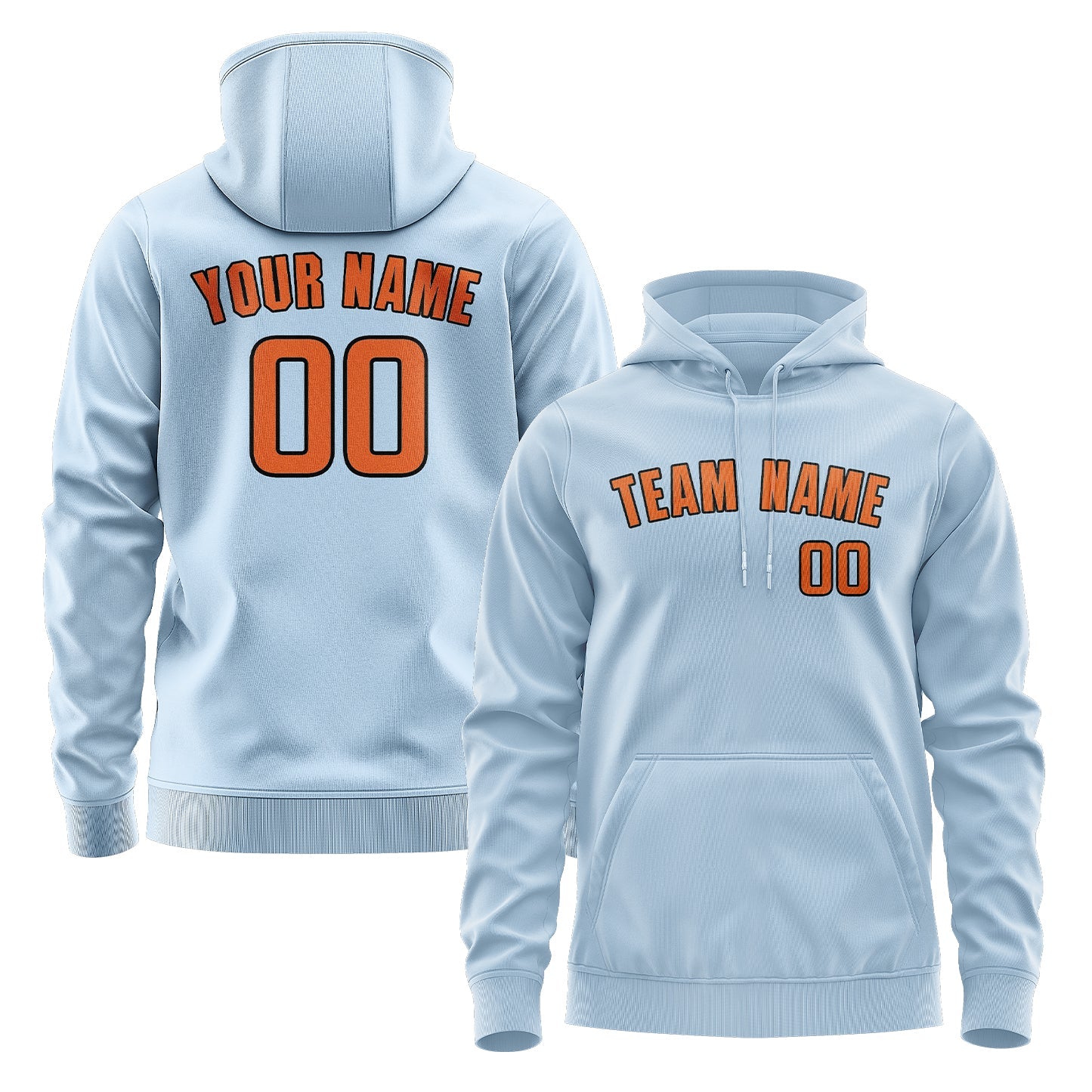 Custom Light Blue Orange Hoodie