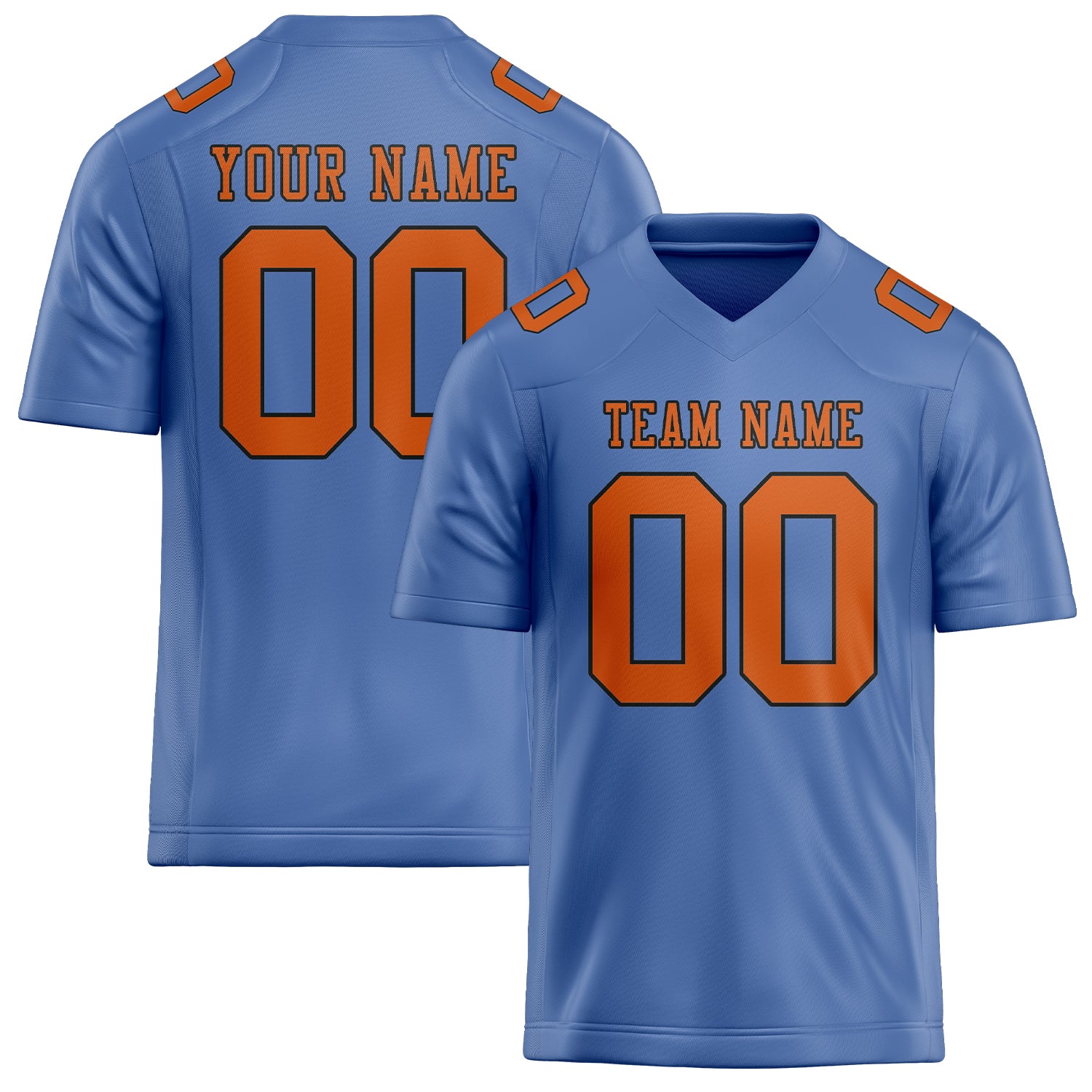 Custom Light Blue Orange Football Jersey