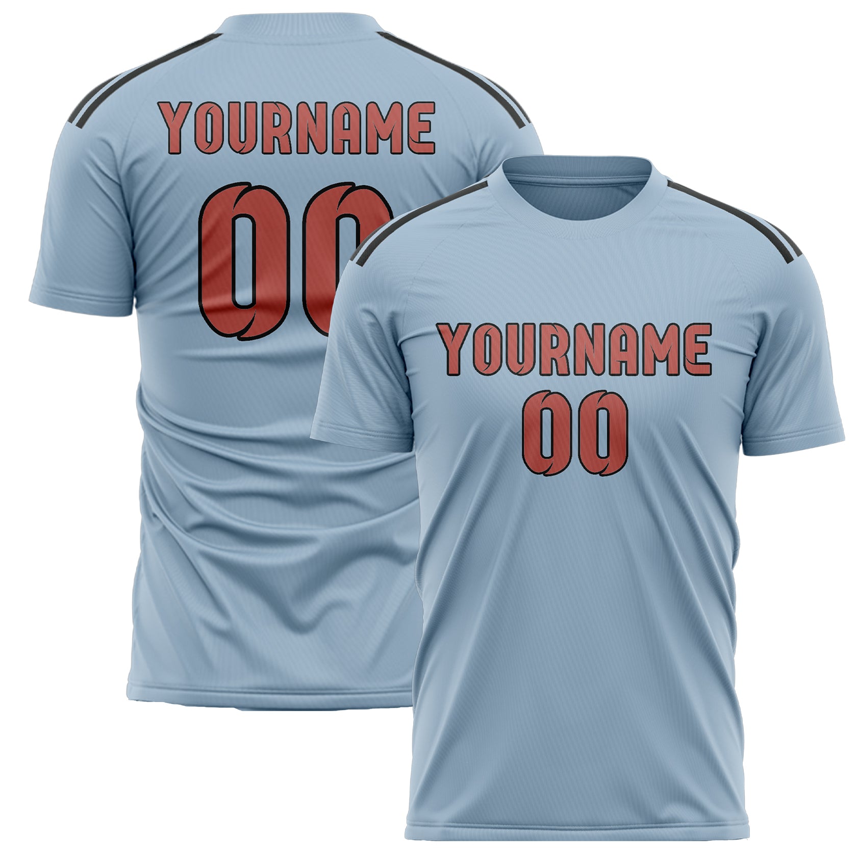 Custom Light Blue Copper Rose Soccer Jersey