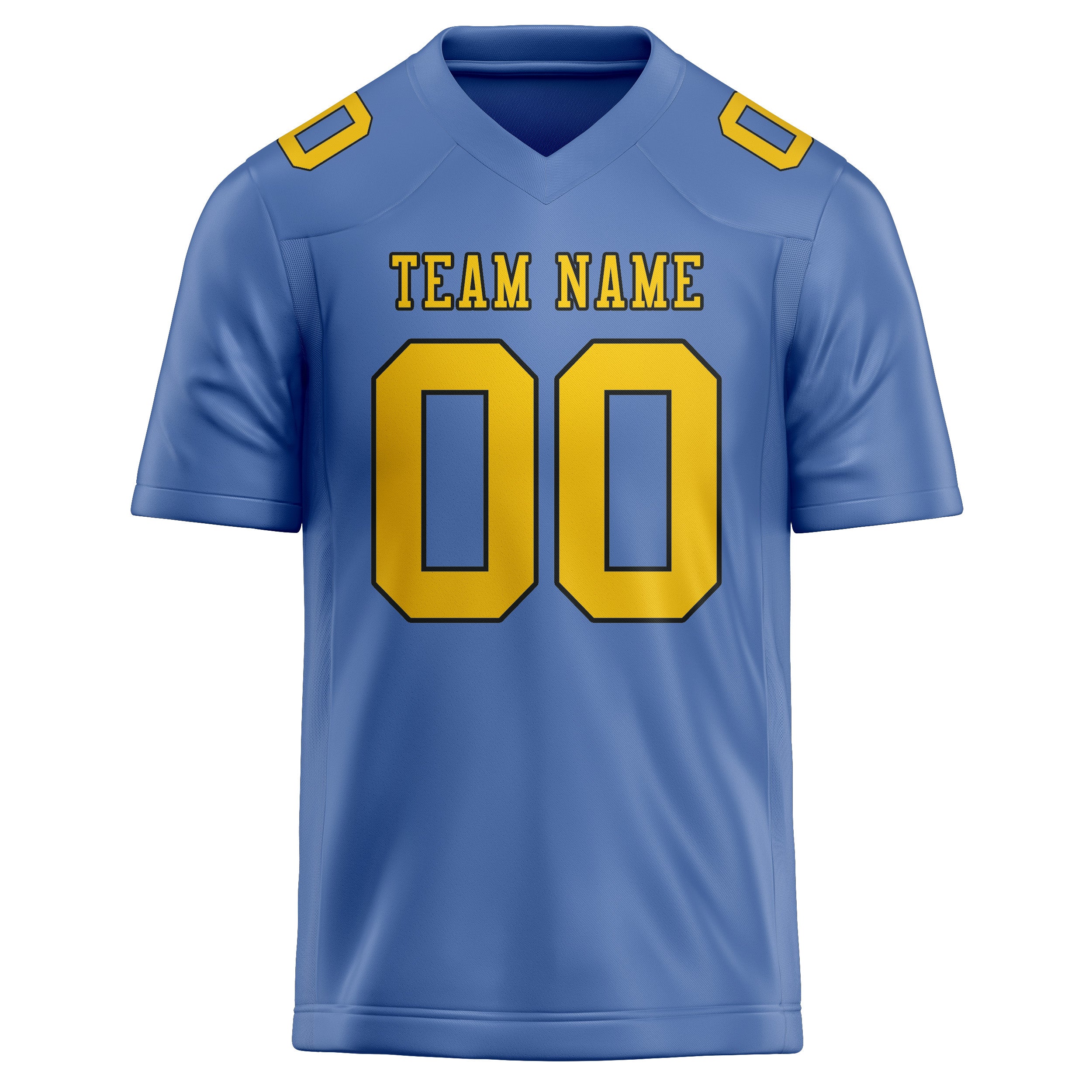 Custom Light Blue Gold Football Jersey