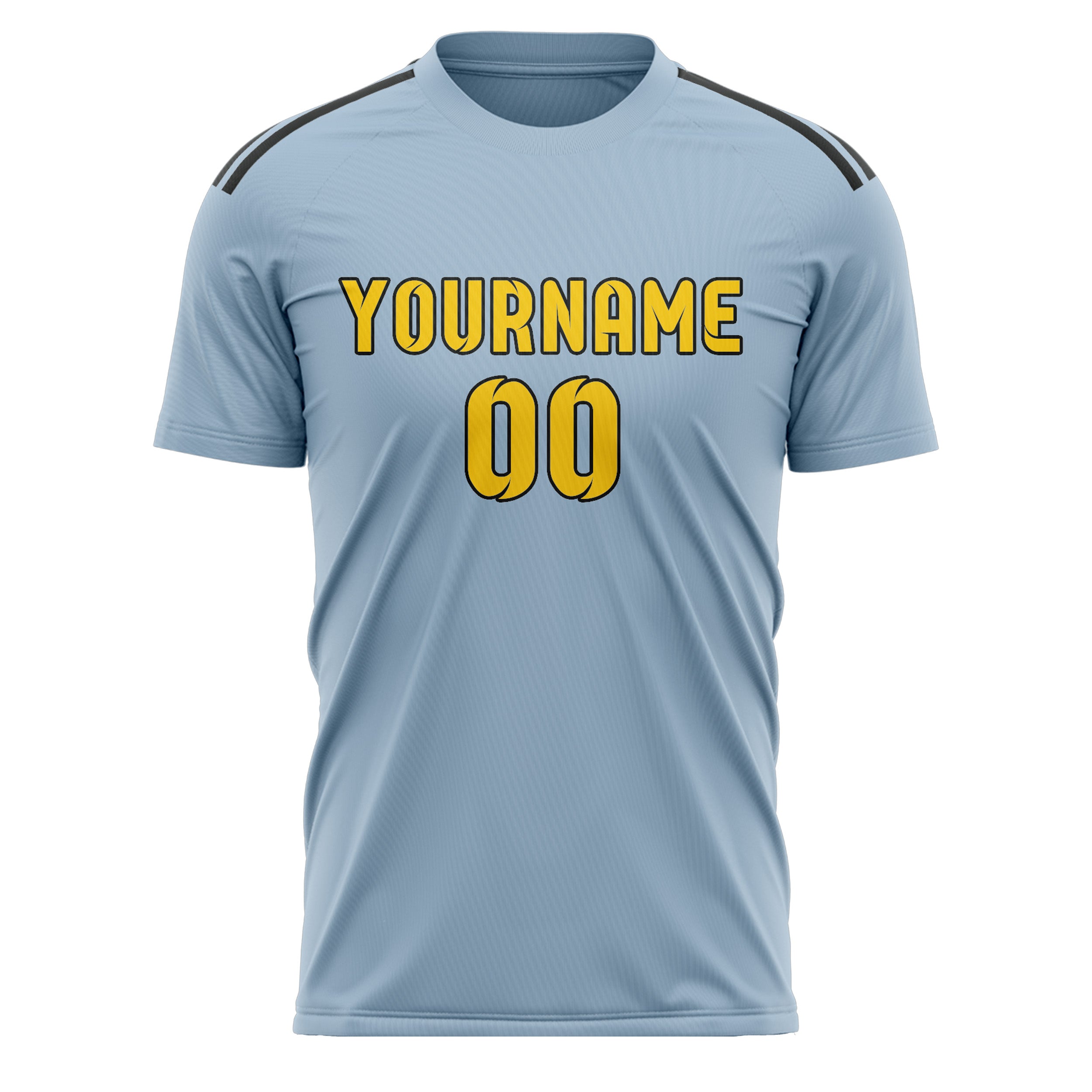 Custom Light Blue Gold Soccer Jersey