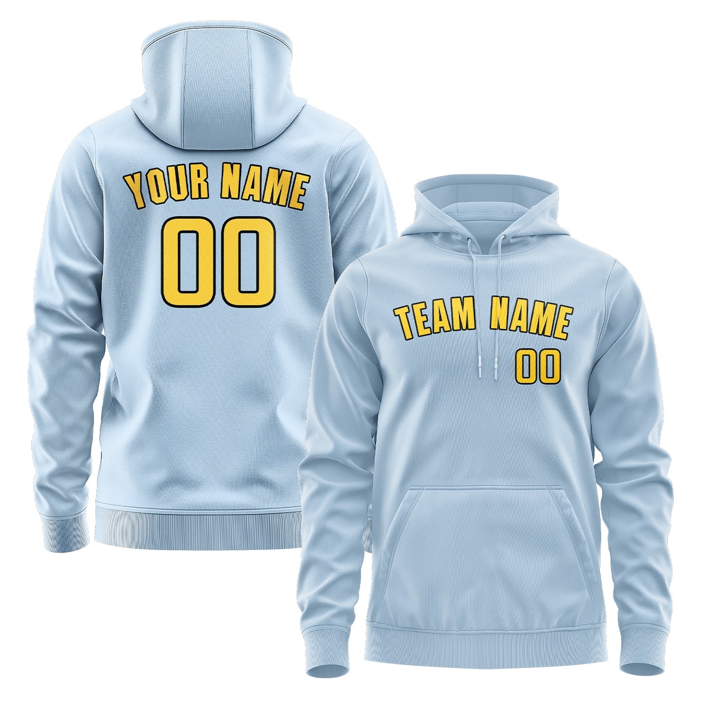 Custom Light Blue Gold Hoodie