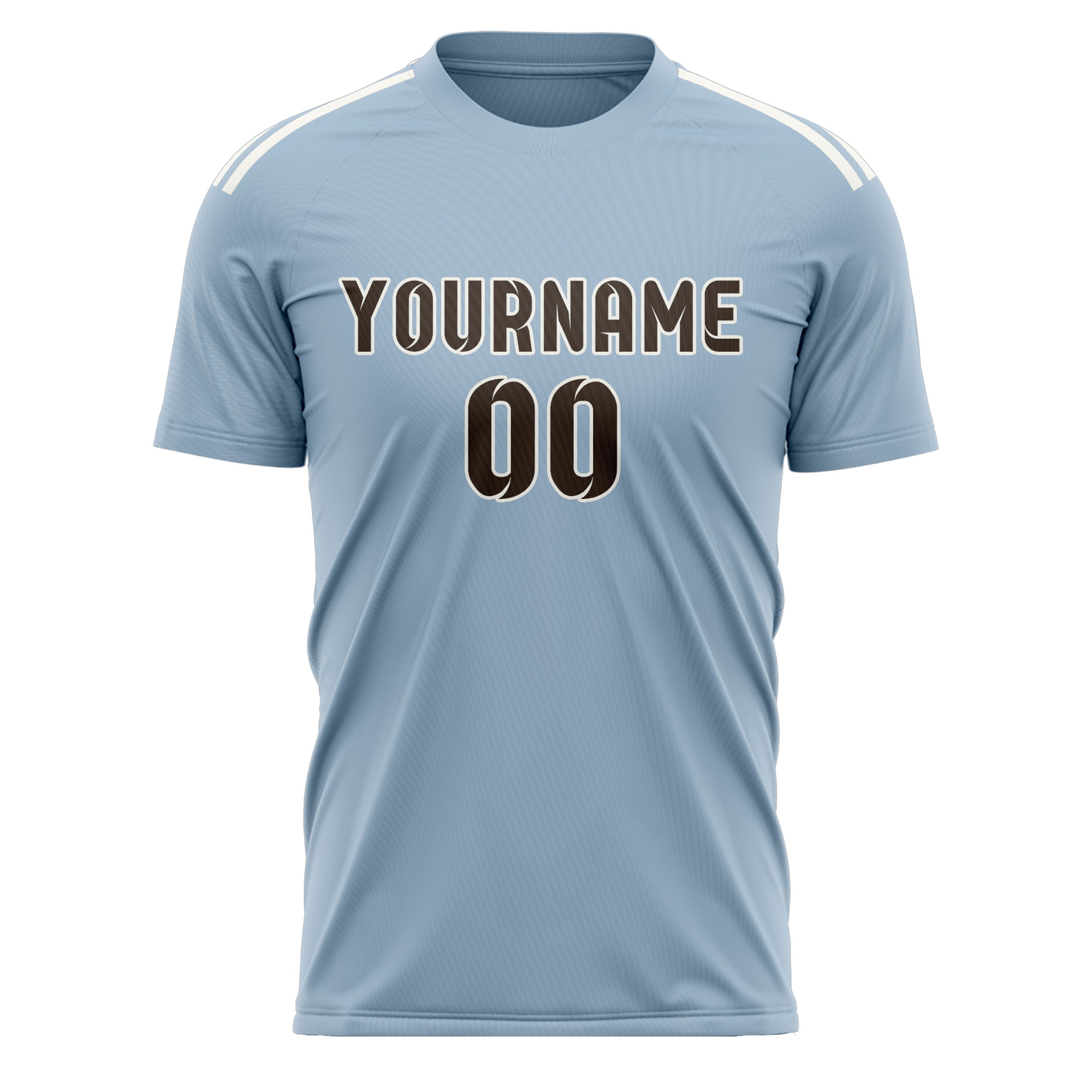 Custom Light Blue Brown Soccer Jersey