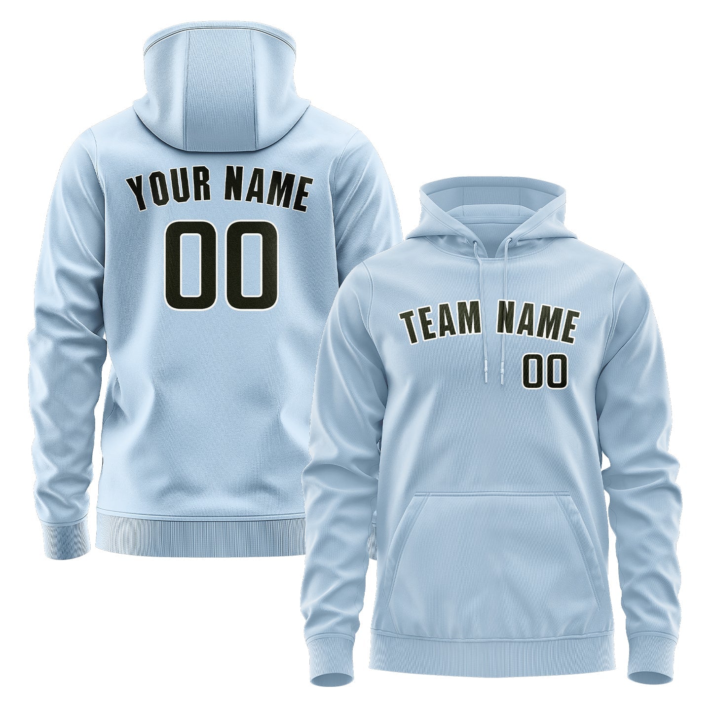 Custom Light Blue Olive Hoodie