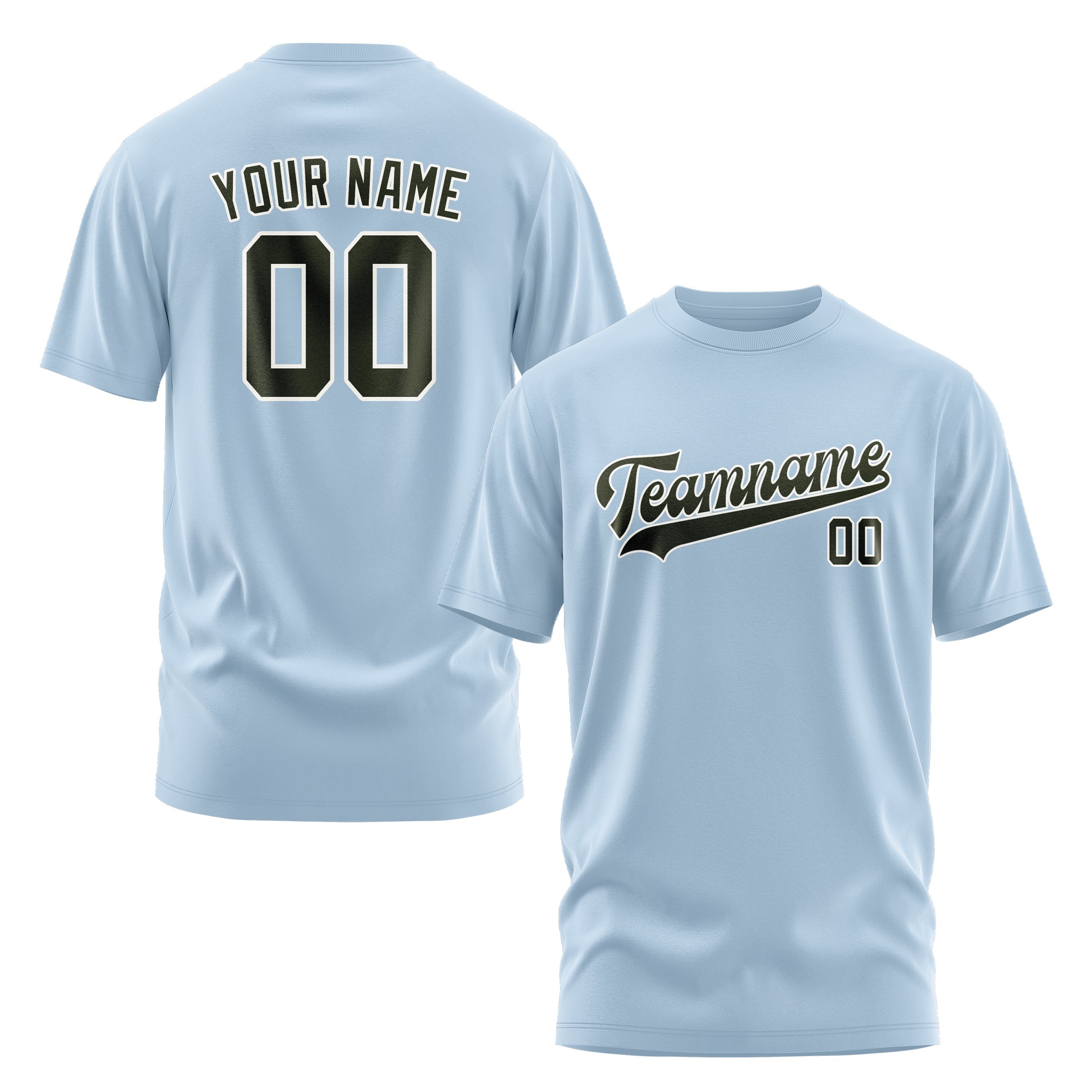 Custom Light Blue Olive T-Shirt