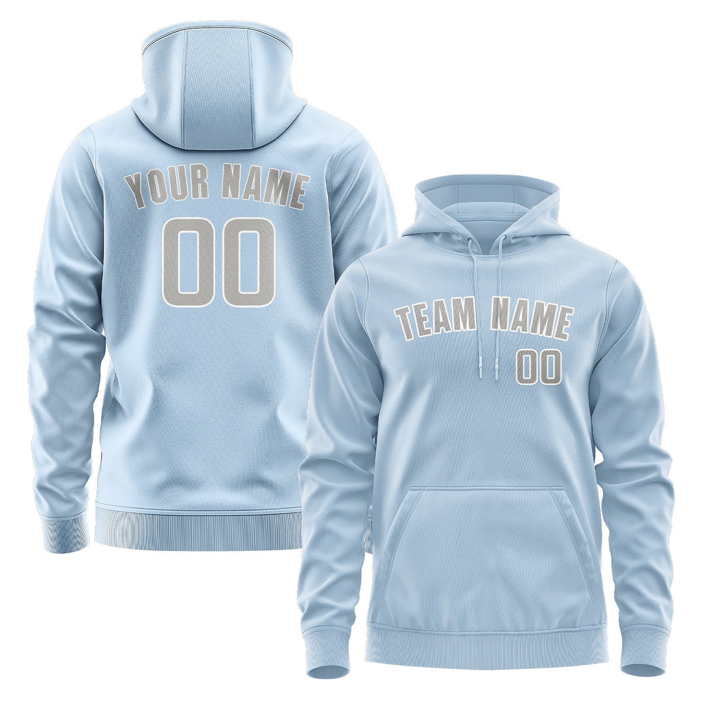Custom Light Blue Gray Hoodie