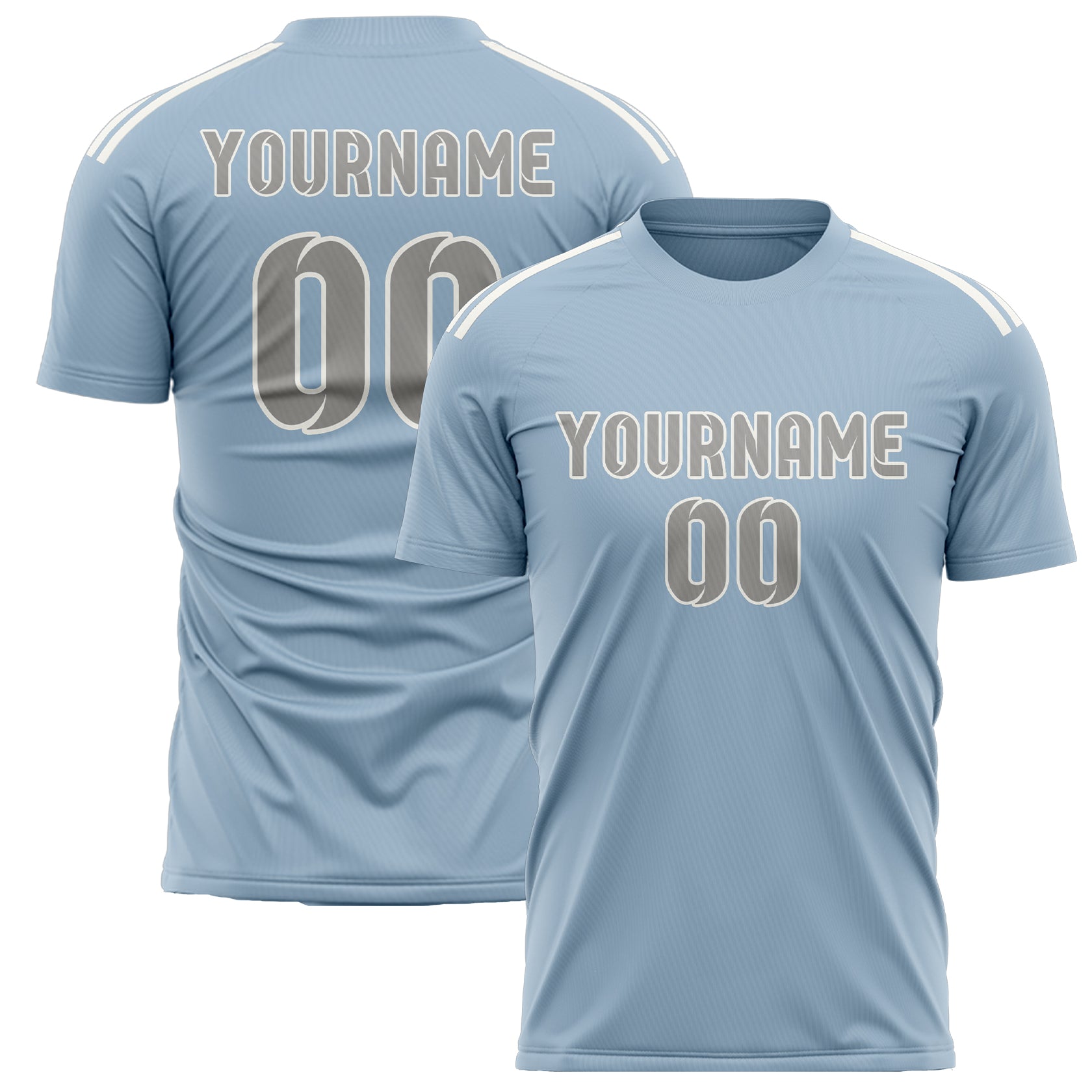 Custom Light Blue Gray Soccer Jersey