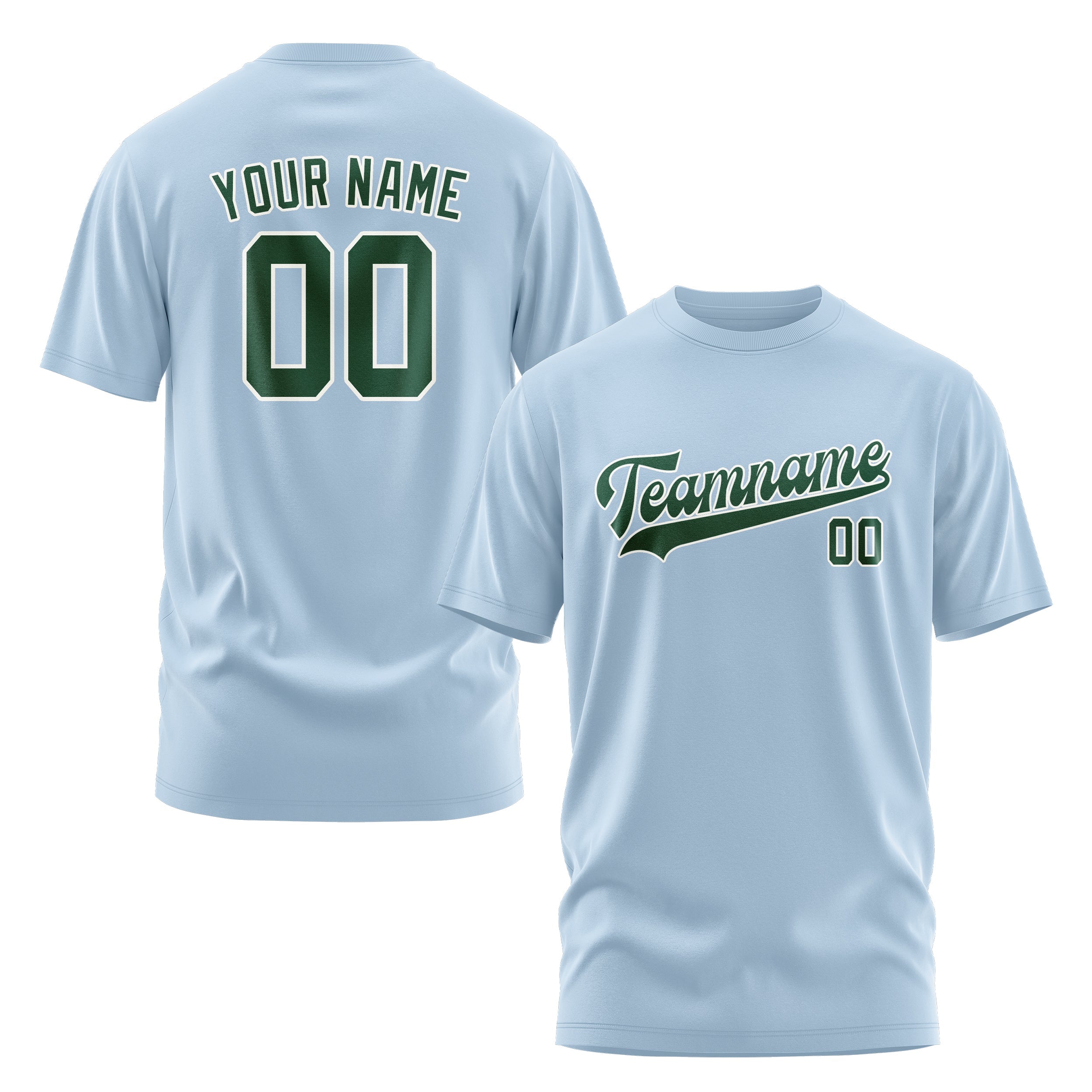 Custom Light Blue Green T-Shirt