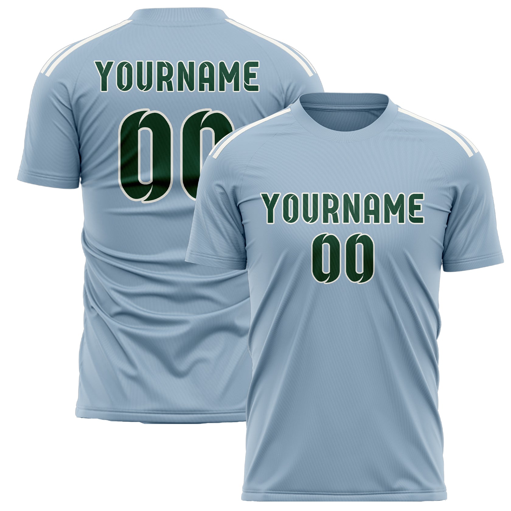 Custom Light Blue Green Soccer Jersey