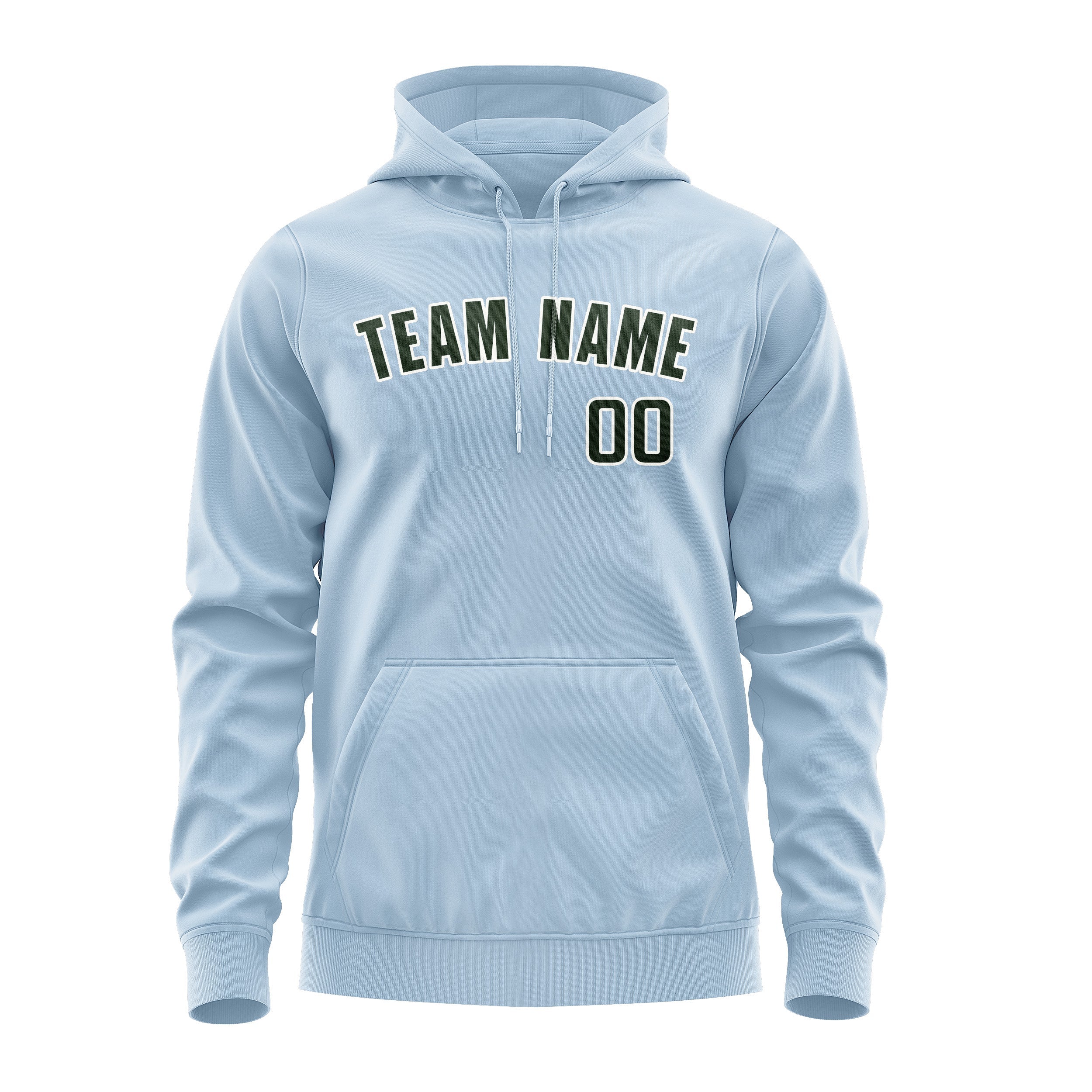 Custom Light Blue Dark Green Hoodie