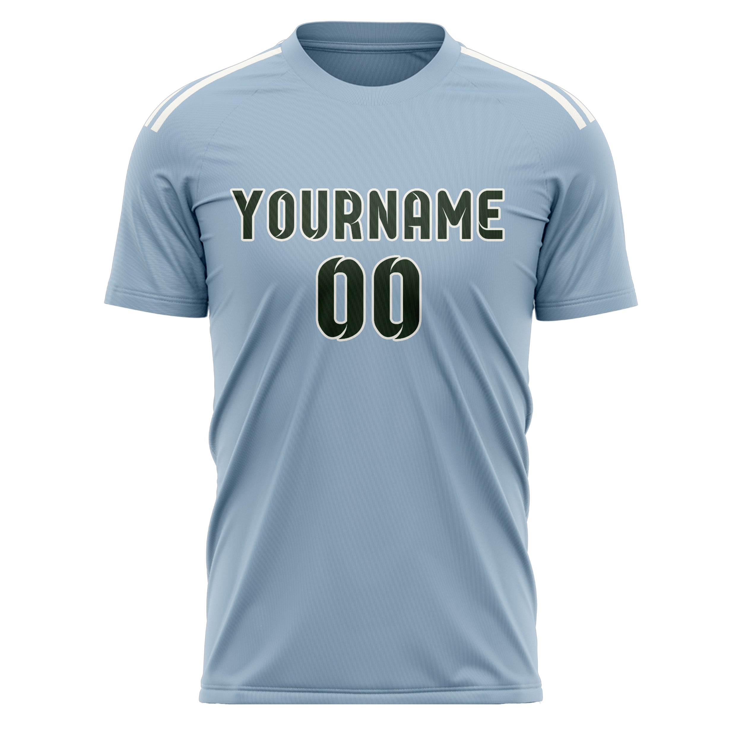 Custom Light Blue Dark Green Soccer Jersey