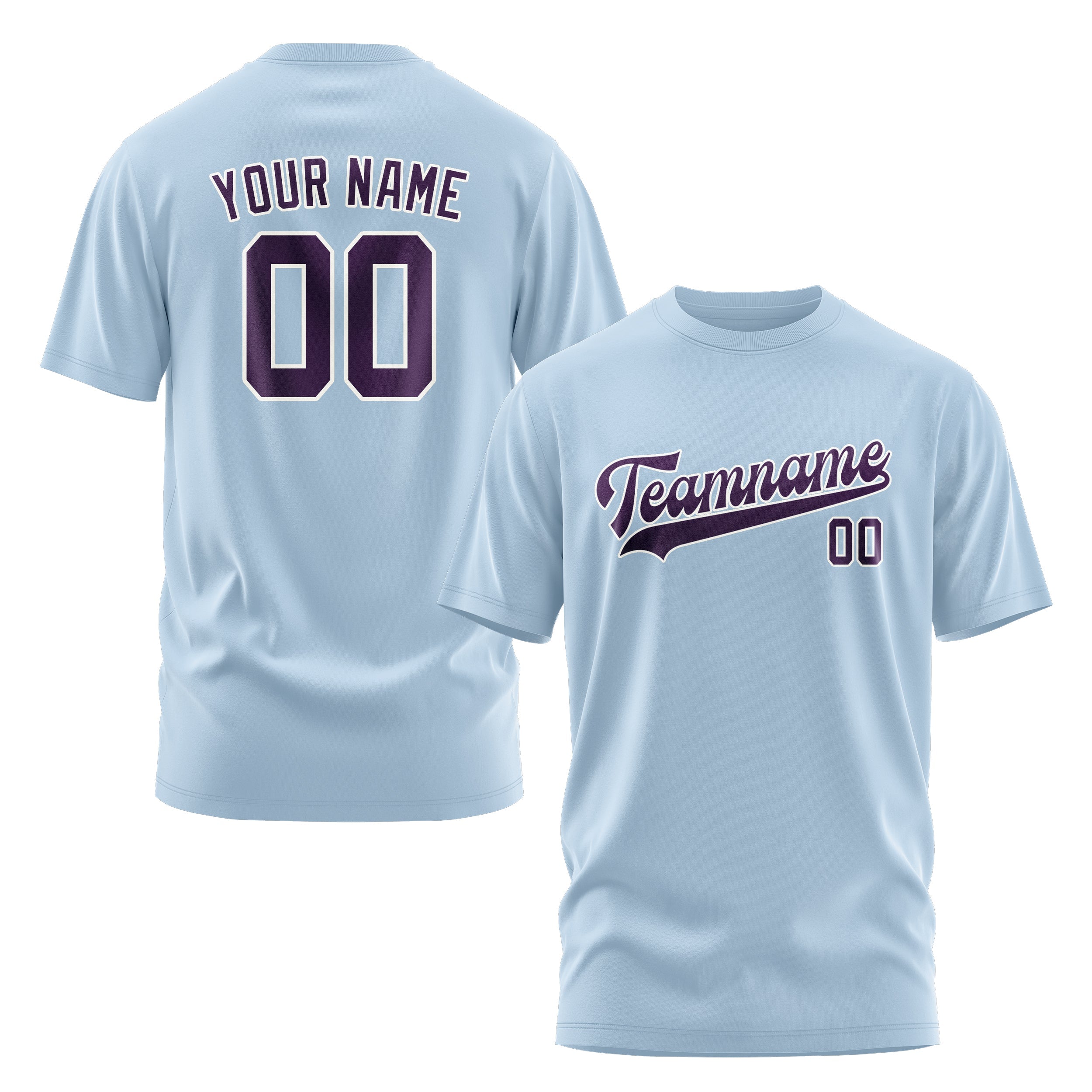 Custom Light Blue Purple T-Shirt