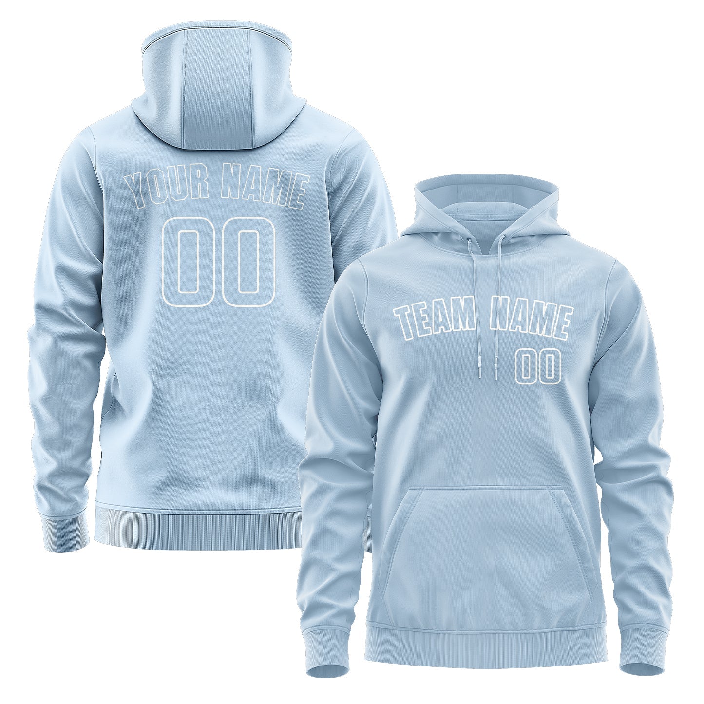 Custom Light Blue Light Blue Hoodie