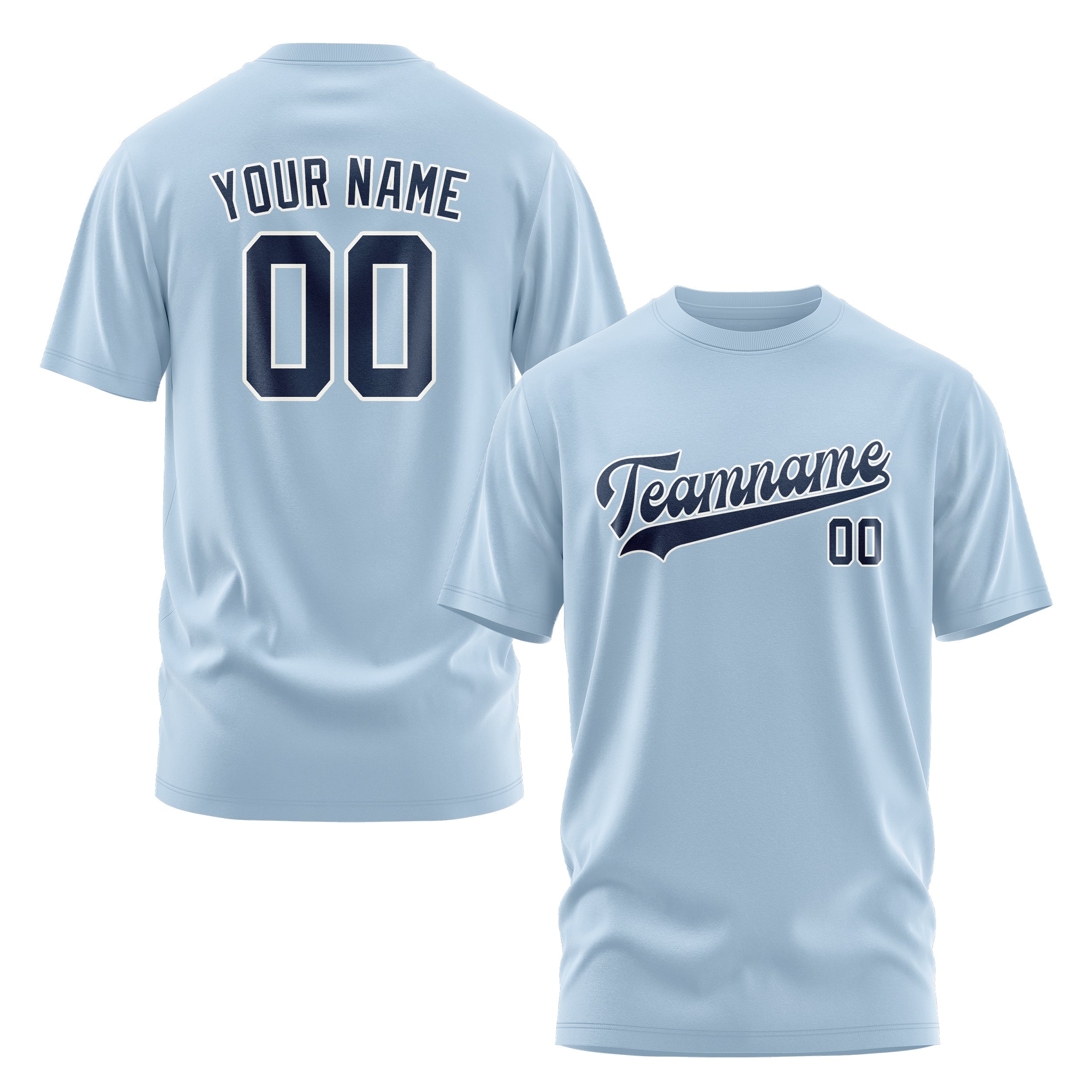 Custom Light Blue Blue T-Shirt