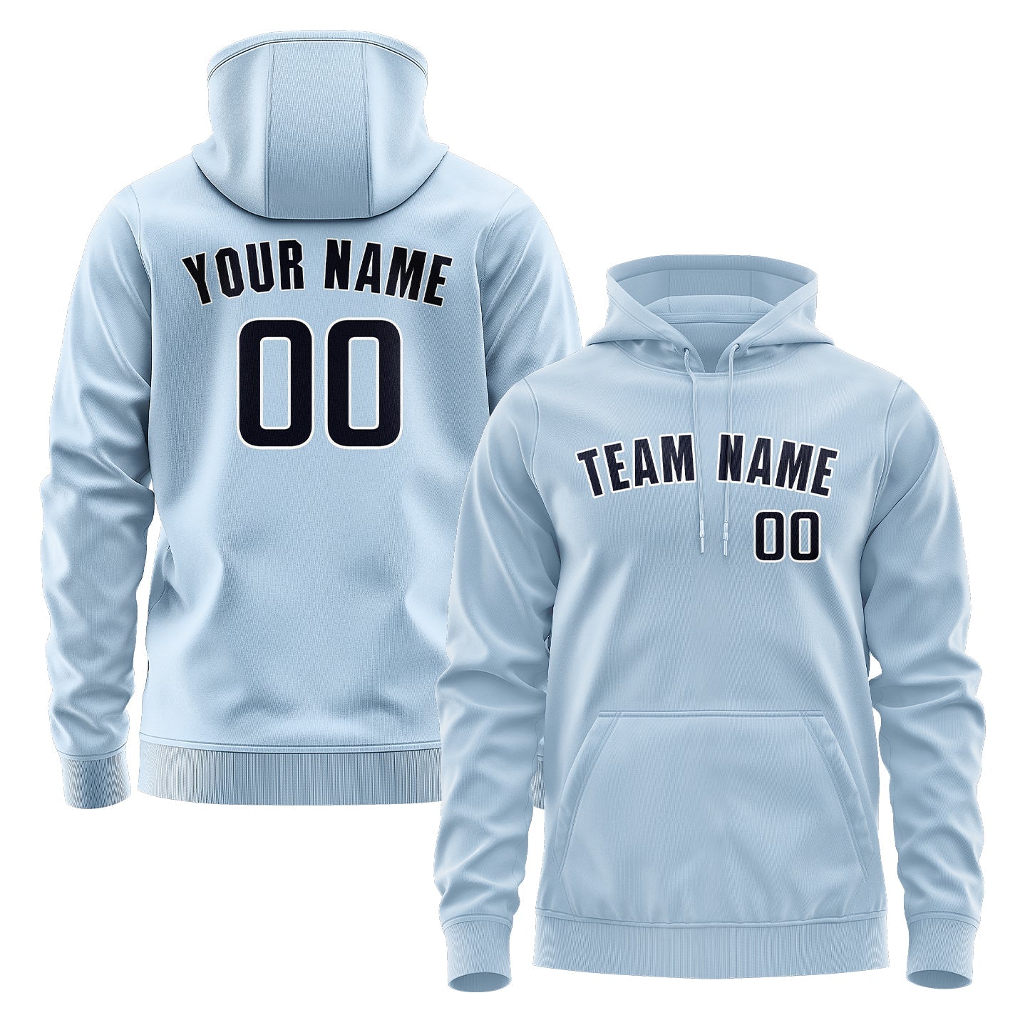 Custom Light Blue Navy Hoodie