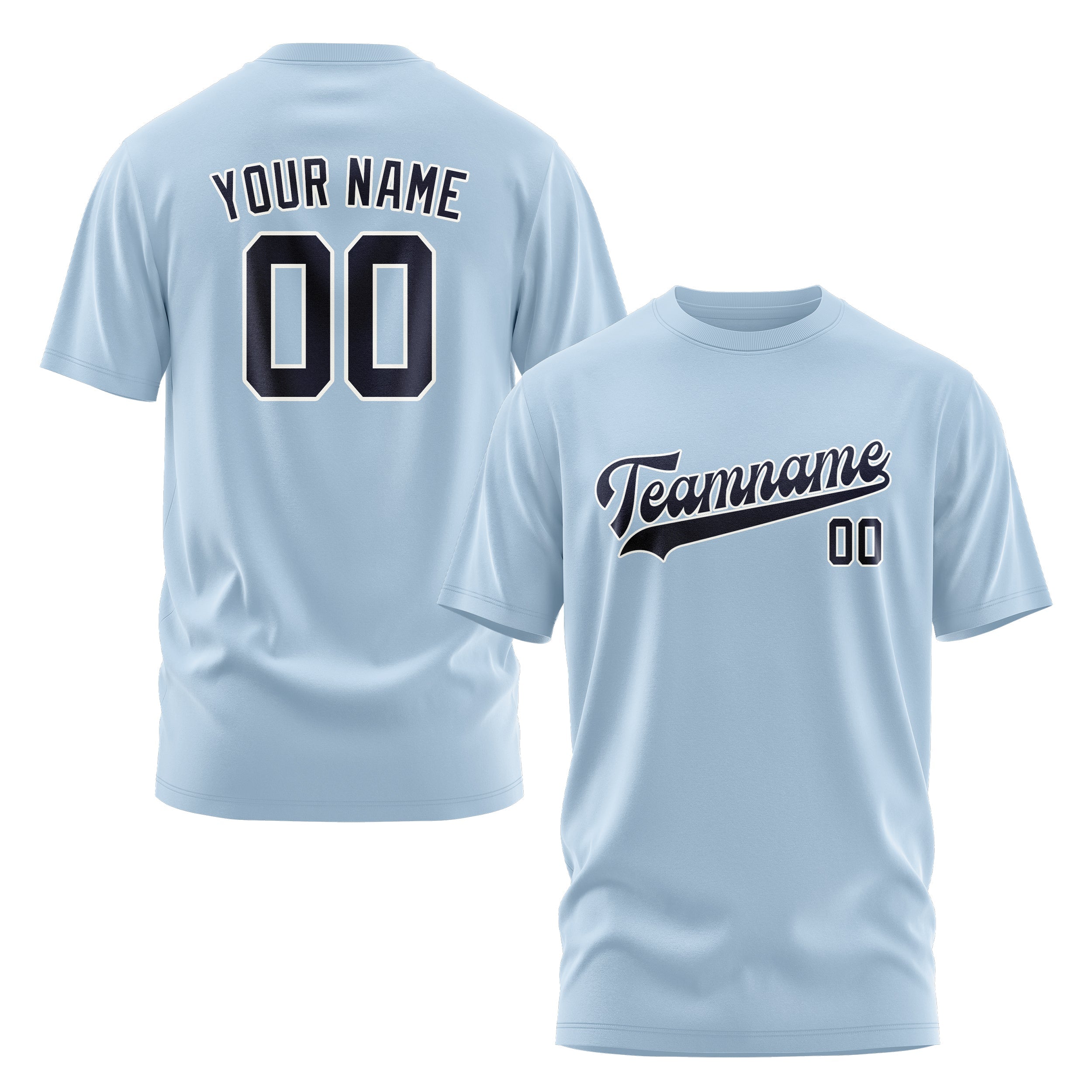 Custom Light Blue Navy T-Shirt