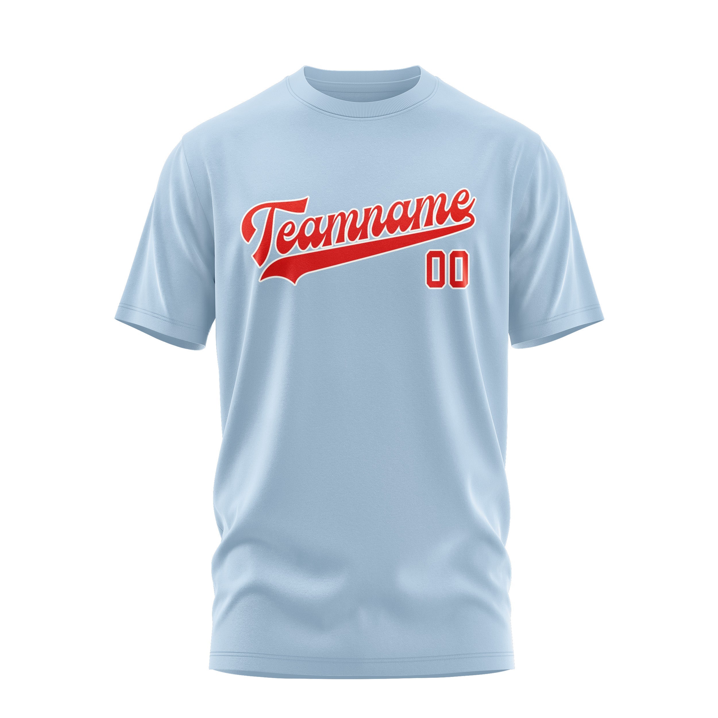 Custom Light Blue Orange Red T-Shirt