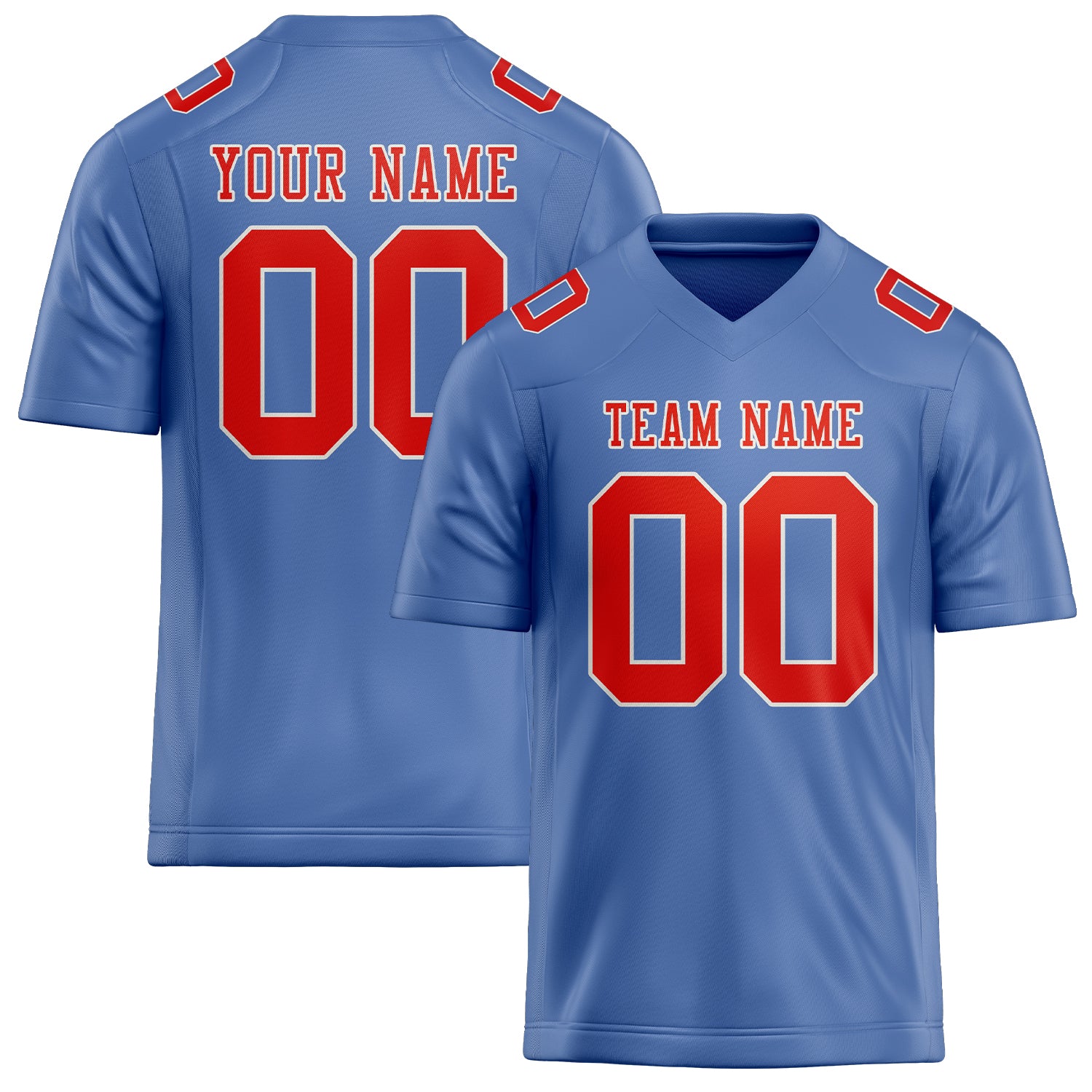 Custom Light Blue Orange Red Football Jersey