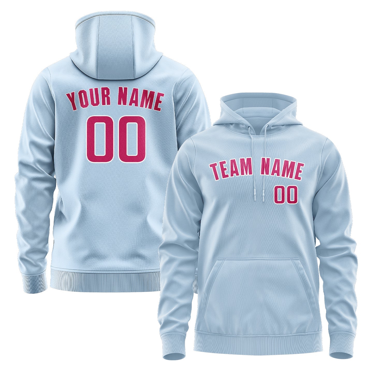 Custom Light Blue Pink Hoodie