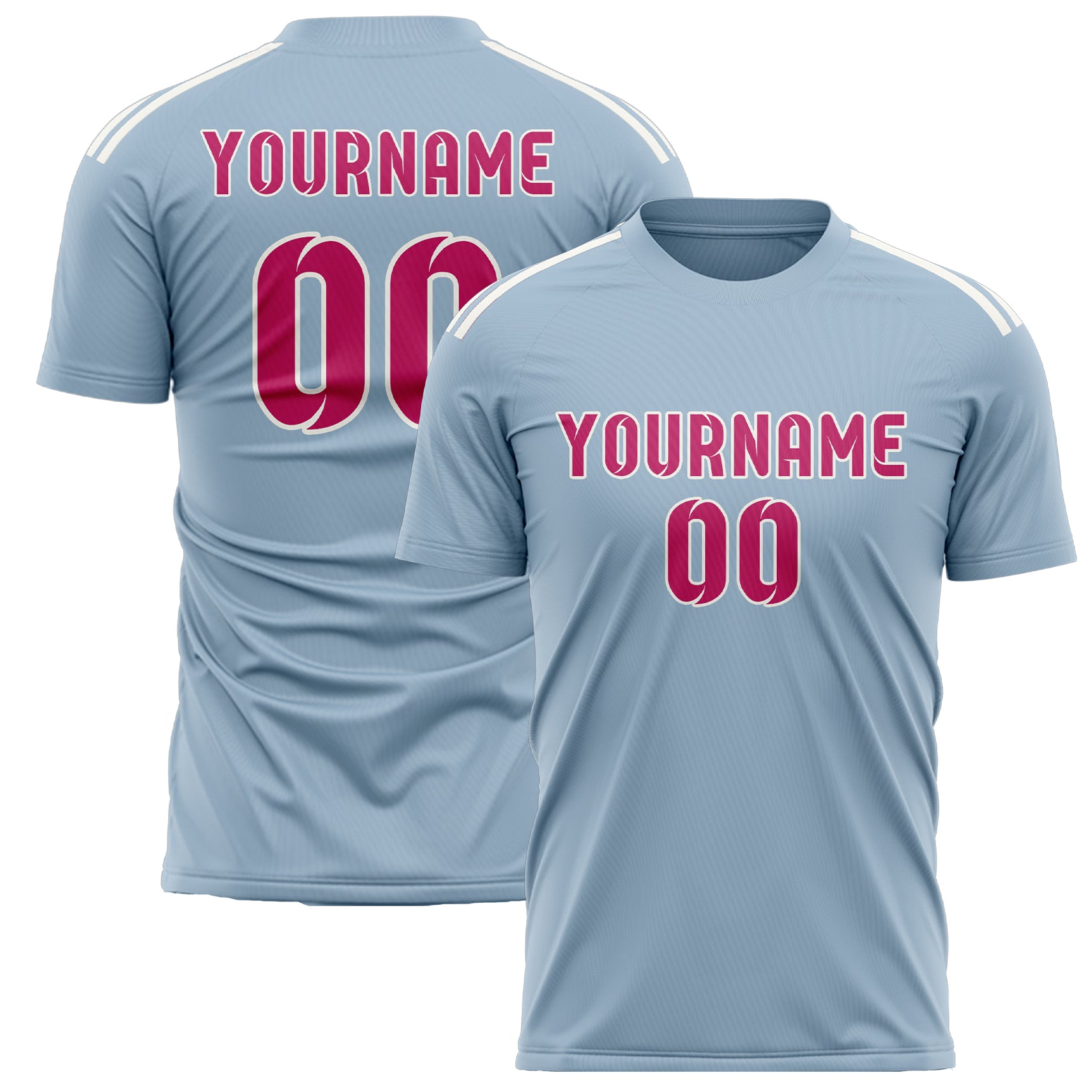 Custom Light Blue Pink Soccer Jersey