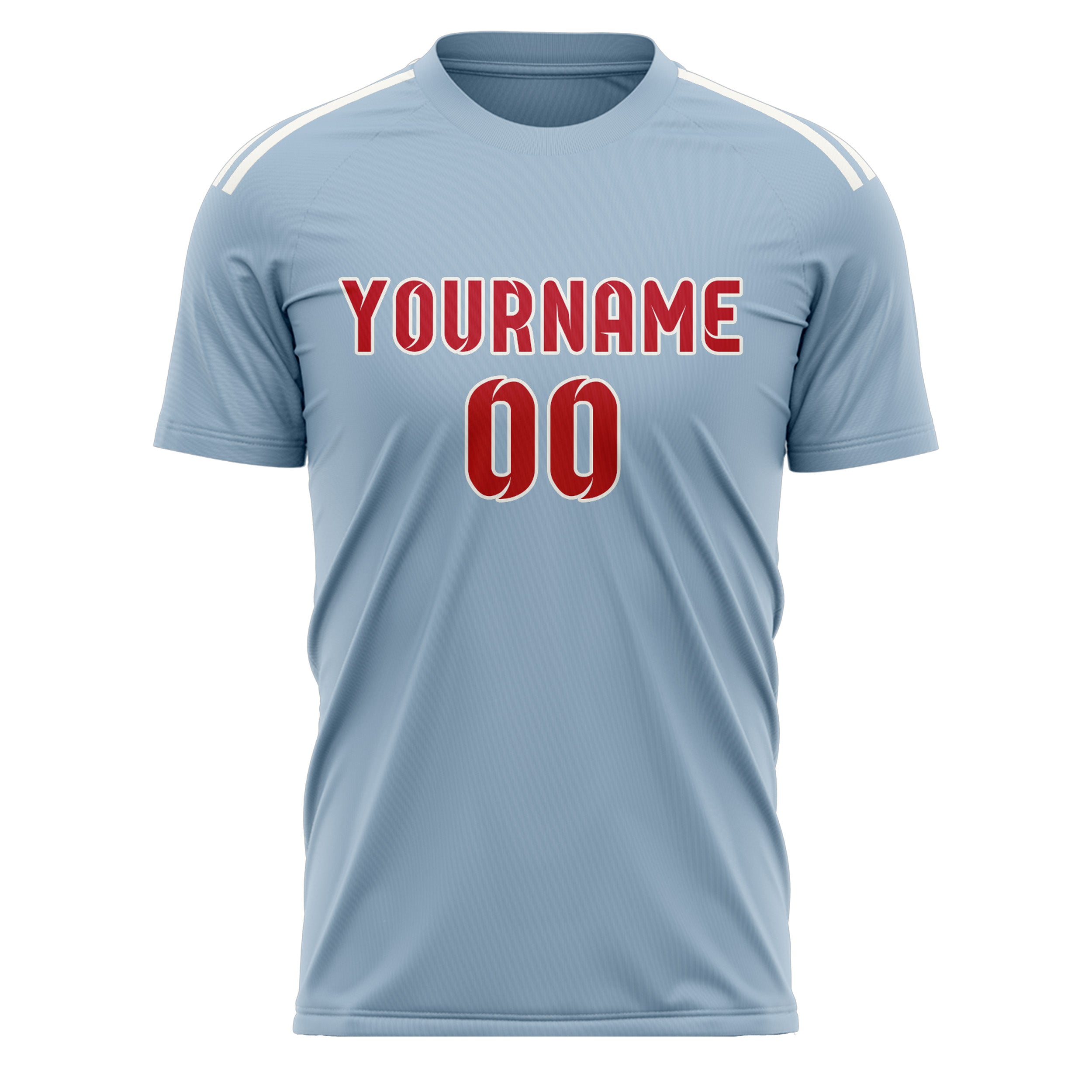 Custom Light Blue Red Soccer Jersey