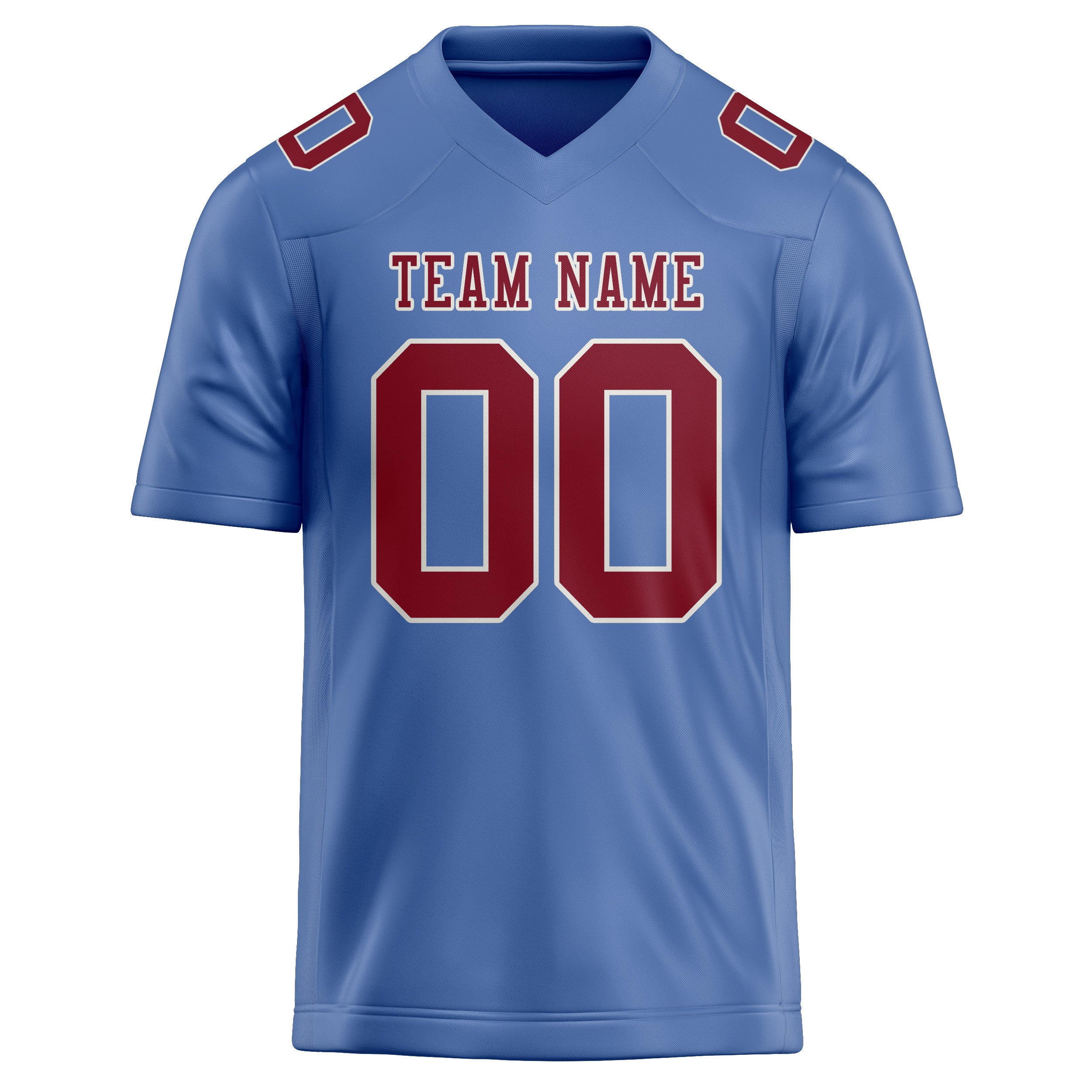 Custom Light Blue Crimson Red Football Jersey
