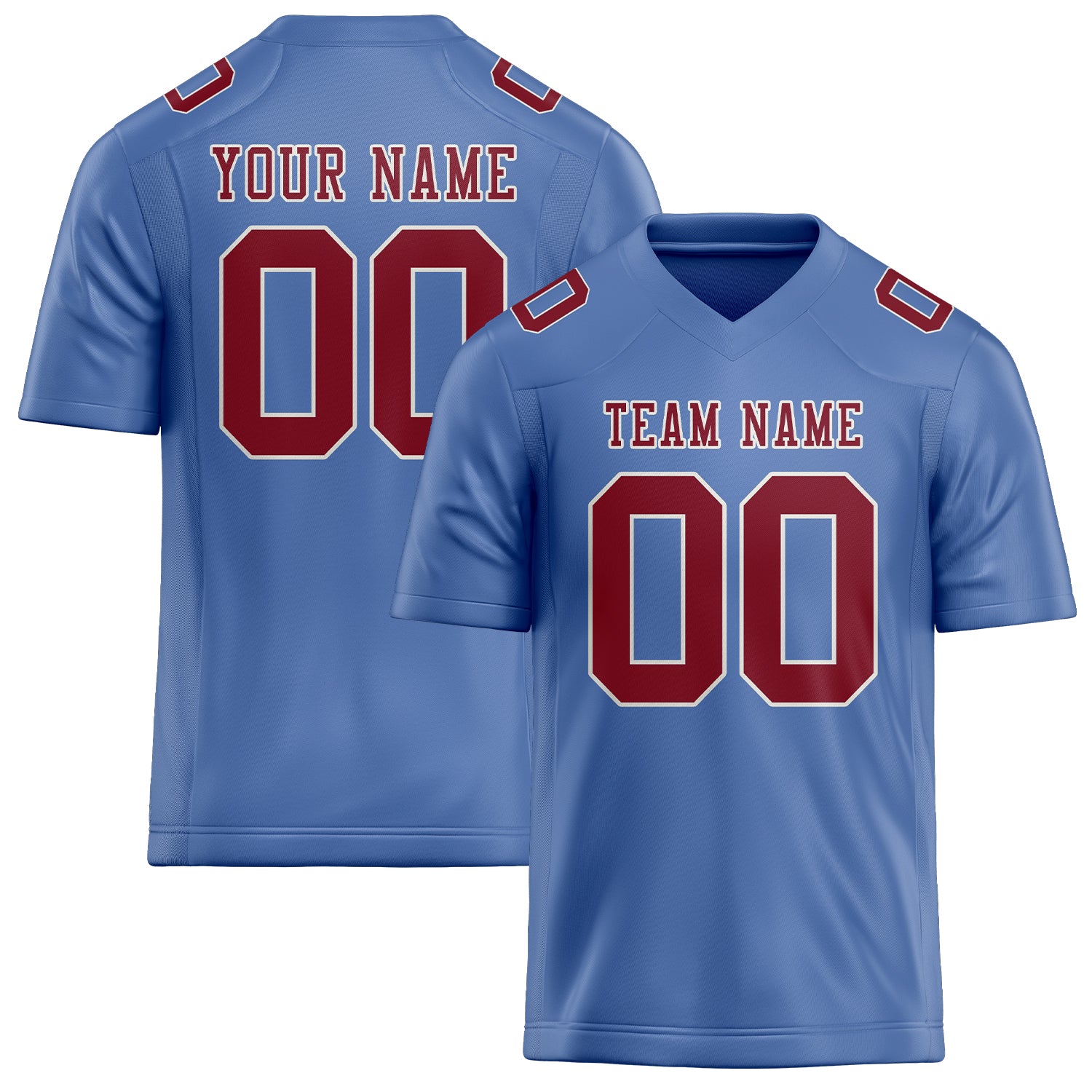 Custom Light Blue Crimson Red Football Jersey