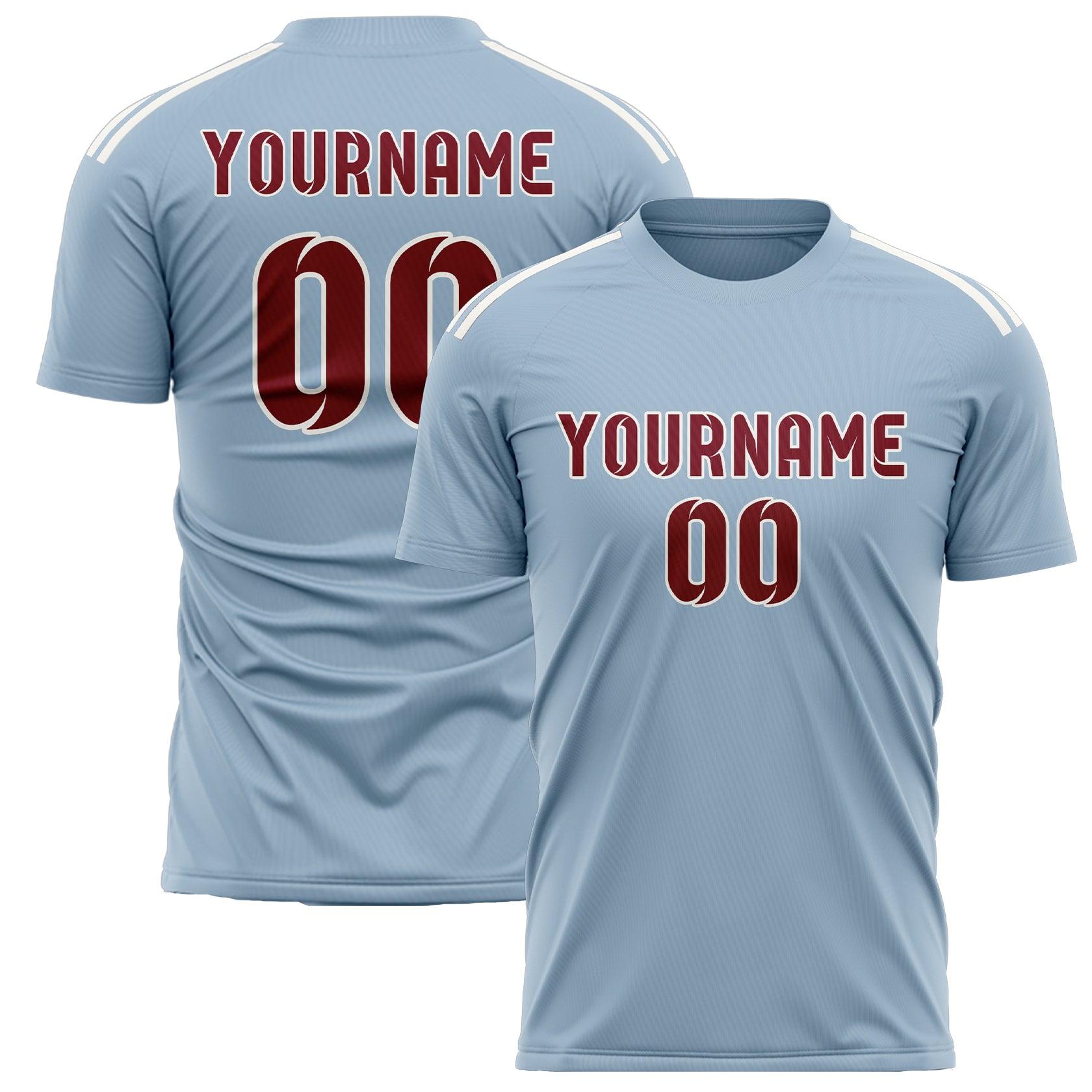Custom Light Blue Crimson Red Soccer Jersey