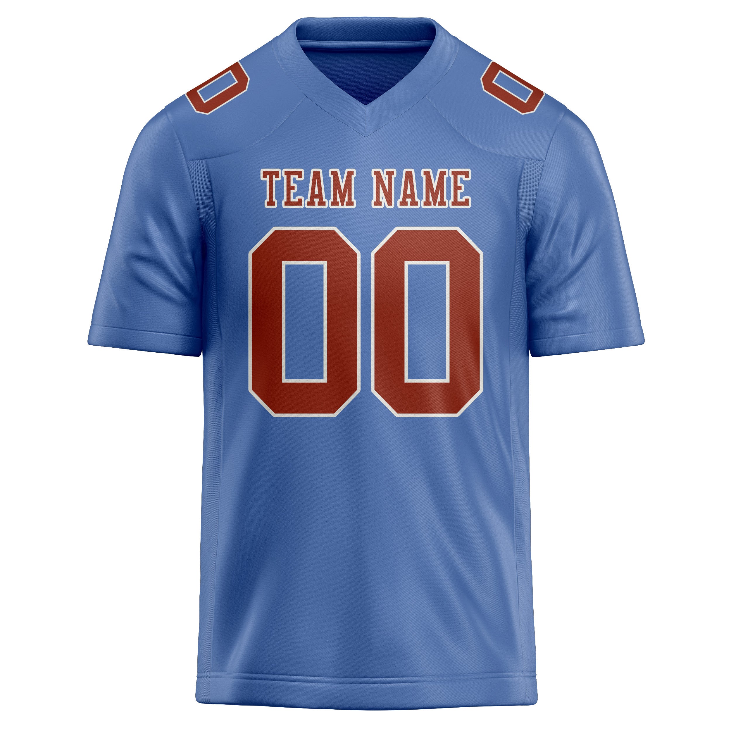 Custom Light Blue Coral Red Football Jersey