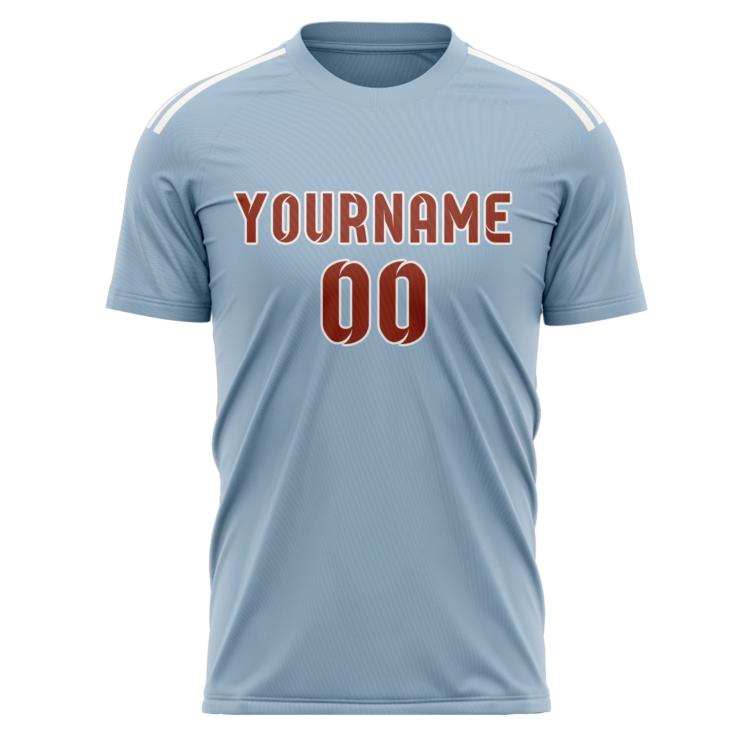 Custom Light Blue Coral Red Soccer Jersey